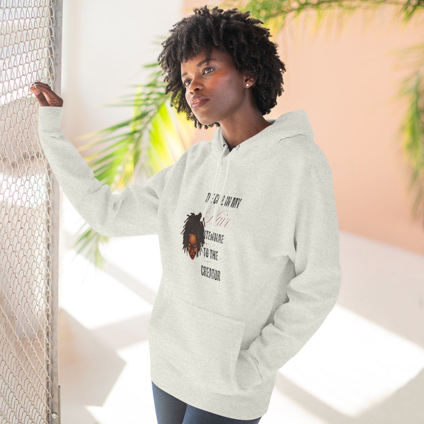 Inspiring Three-Panel Fleece Hoodie - "The Coil in My Hair" for Creators