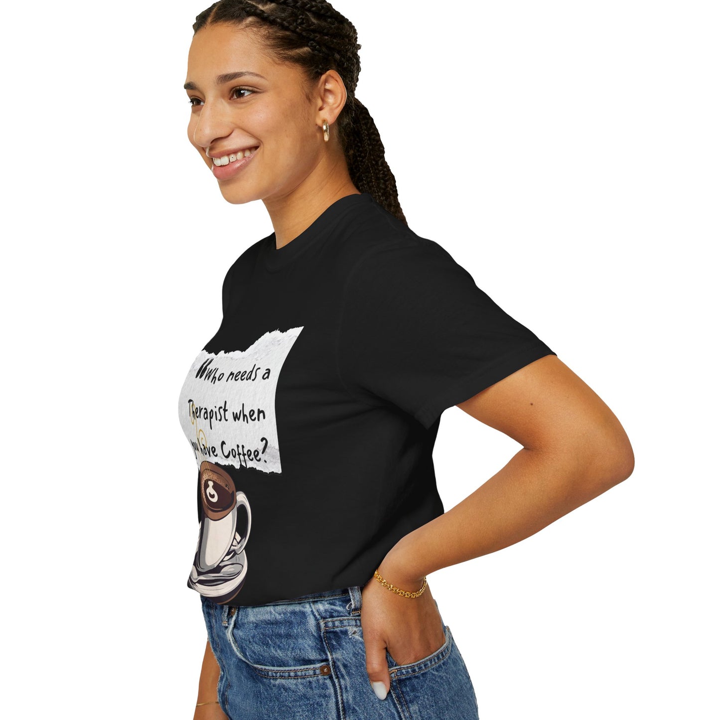 Unisex Coffee Therapy T-Shirt - "Who Needs a Therapist When You Have Coffee?"