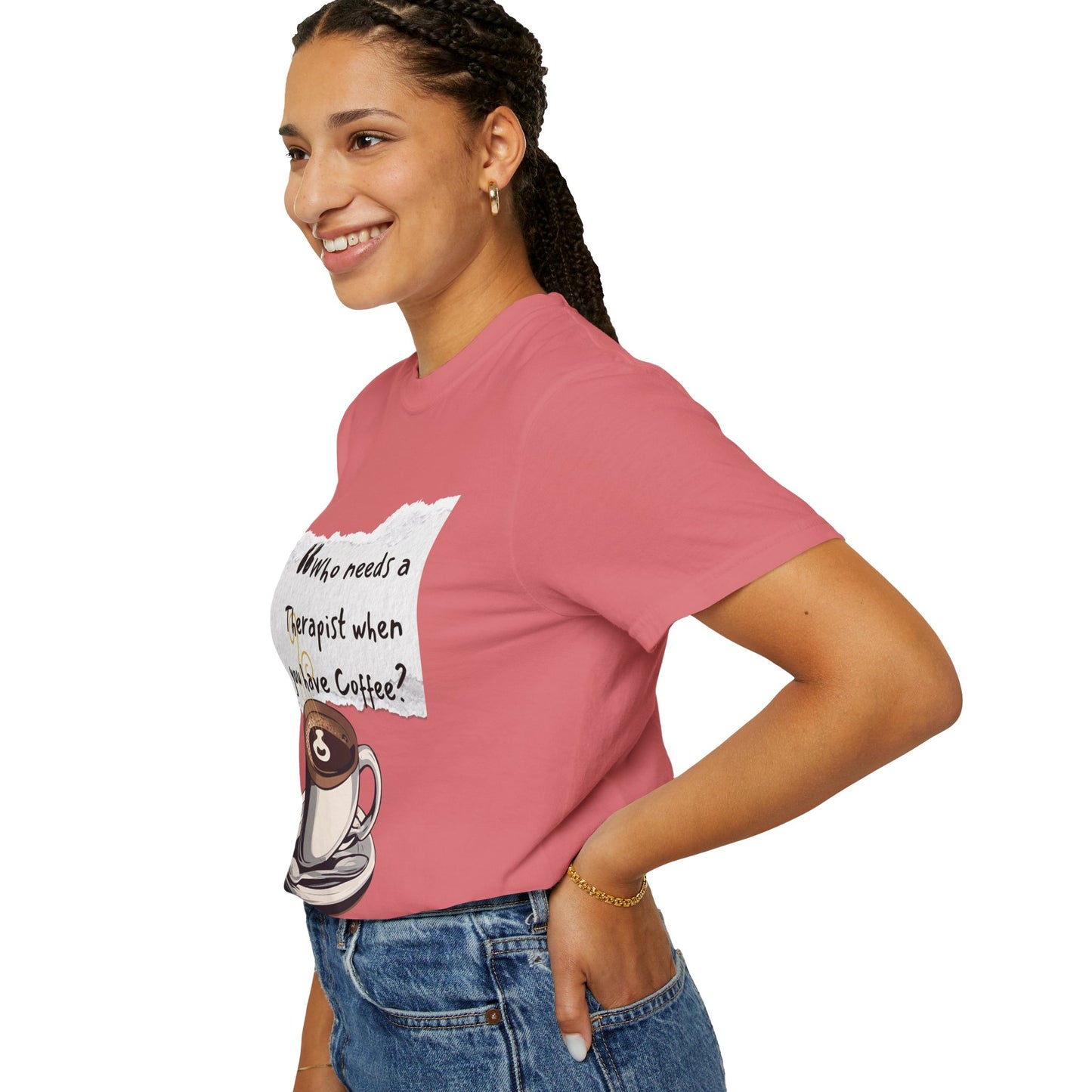 Unisex Coffee Therapy T-Shirt - "Who Needs a Therapist When You Have Coffee?"