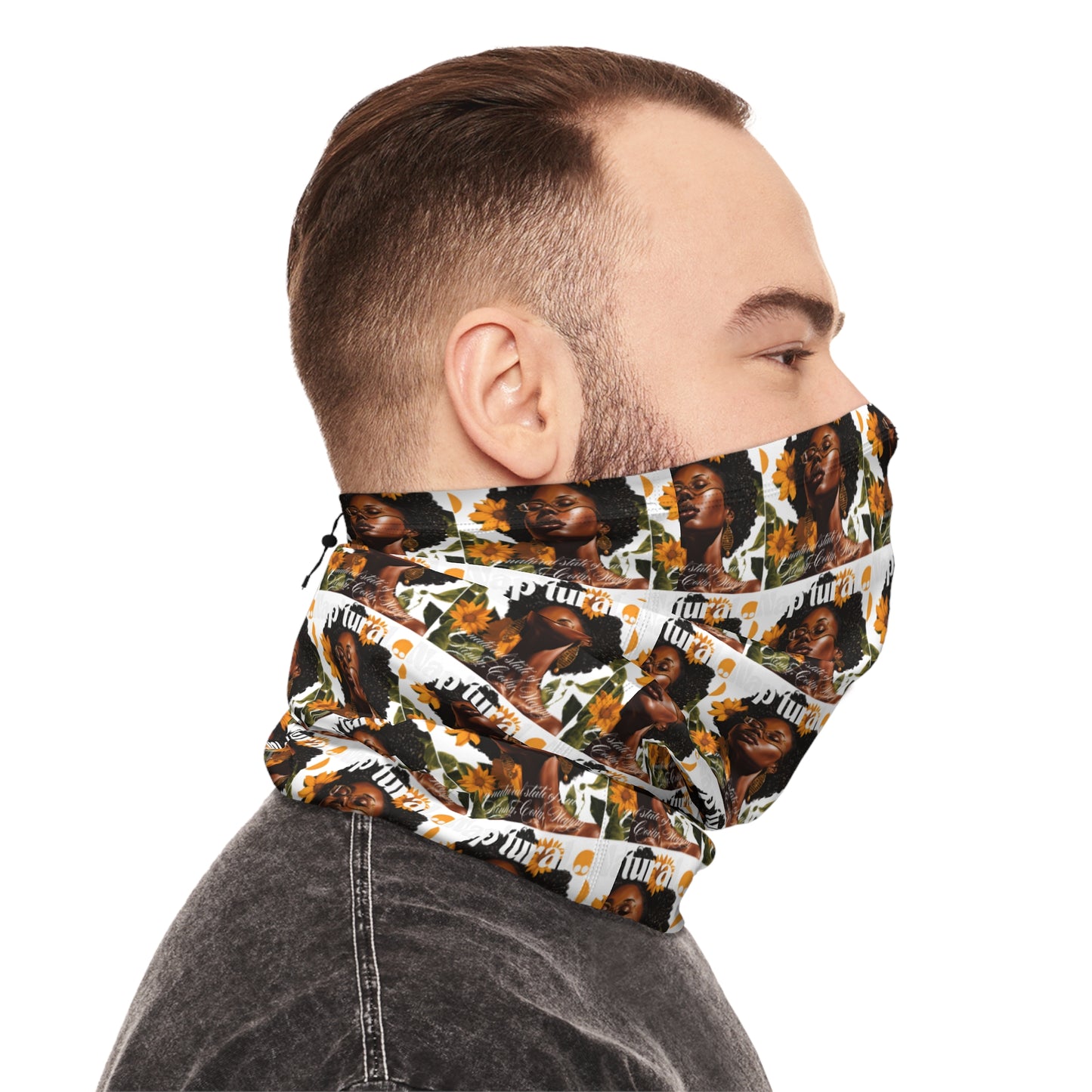 Artistic Winter Neck Gaiter with Drawstring - Cozy & Stylish Accessory for Cold Days