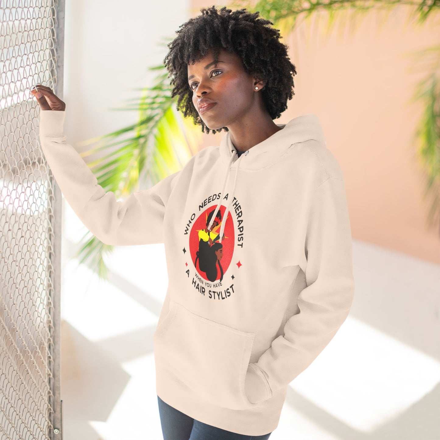 Who Needs a Therapist Fleece Hoodie - Hair Stylist Humor Sweatshirt