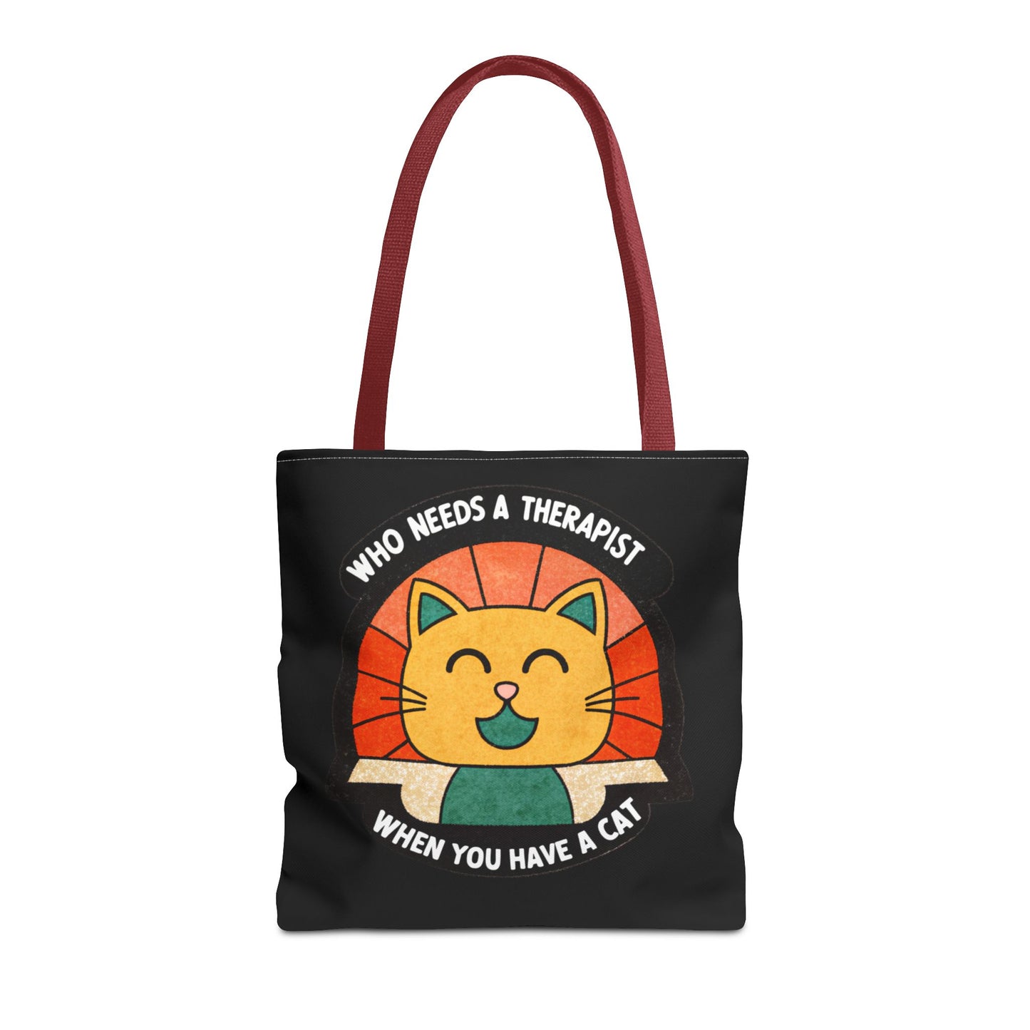 Funny Cat Tote Bag - "Who Needs a Therapist When You Have a Cat"