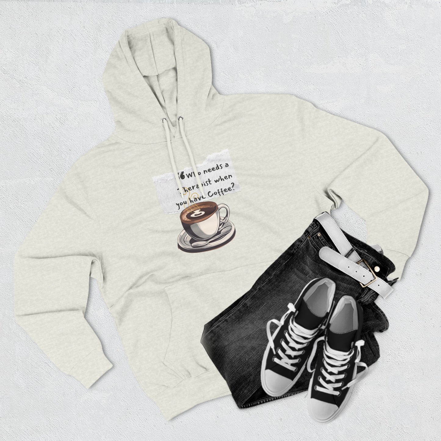 Funny Coffee Therapy Fleece Hoodie - Perfect for Coffee Lovers