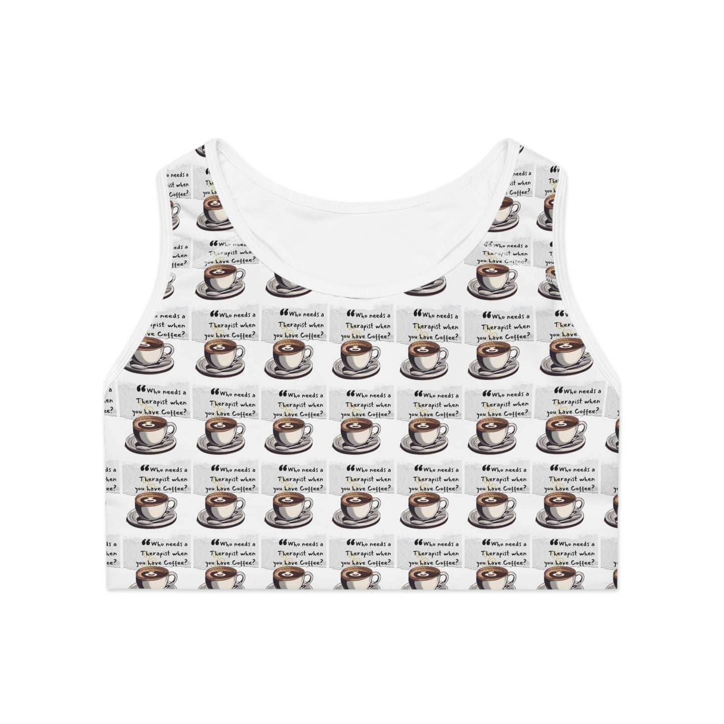 Coffee Lovers Sports Bra - Motivational Workout Gear with Coffee Design