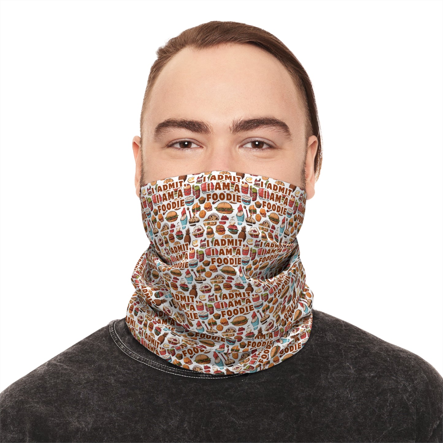 Cozy Winter Neck Gaiter with Fun Food Print
