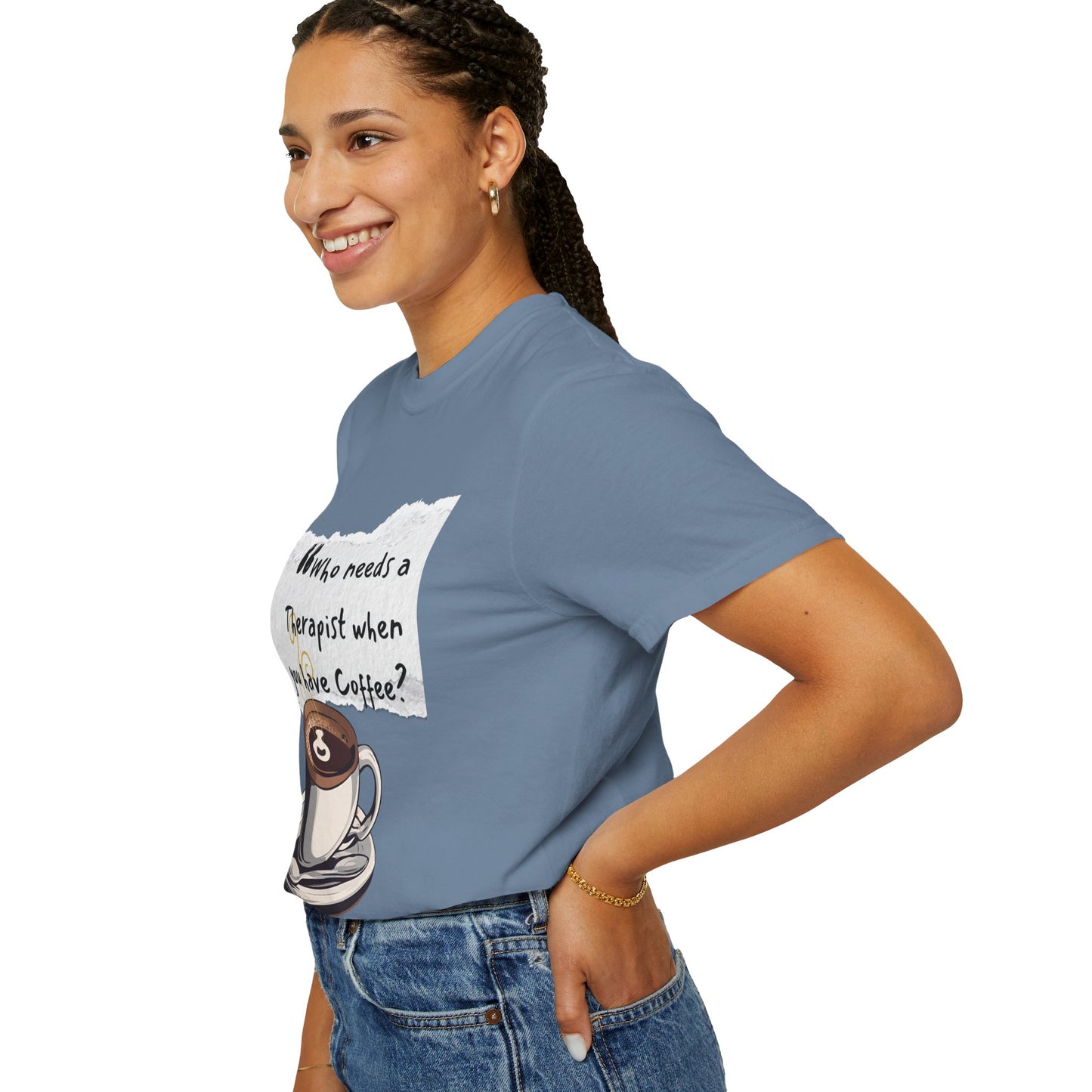 Unisex Coffee Therapy T-Shirt - "Who Needs a Therapist When You Have Coffee?"