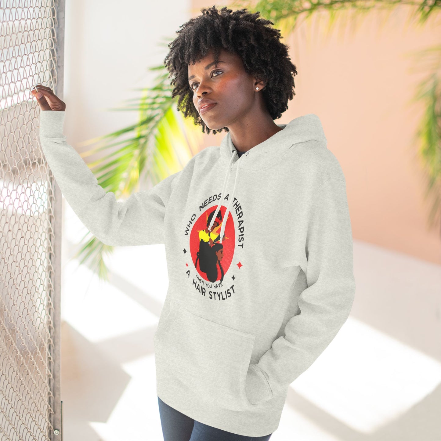 Who Needs a Therapist Fleece Hoodie - Hair Stylist Humor Sweatshirt