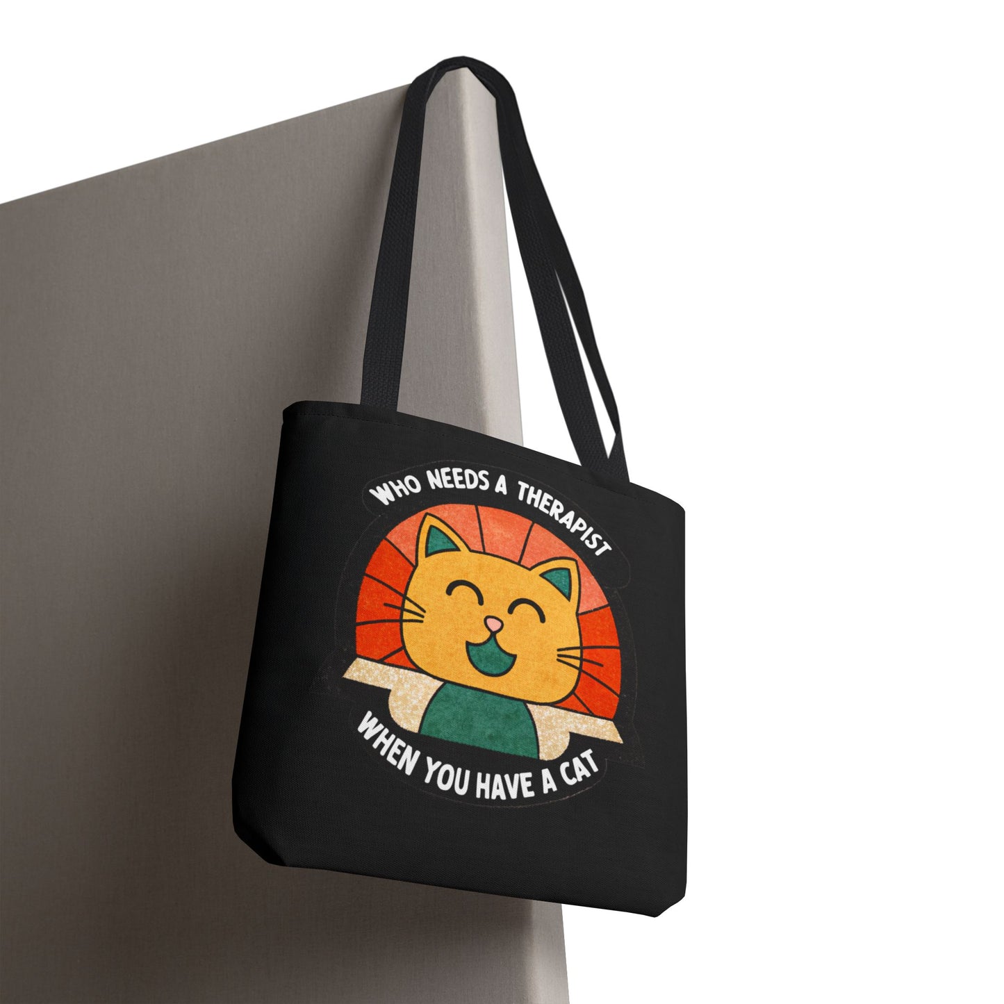 Funny Cat Tote Bag - "Who Needs a Therapist When You Have a Cat"