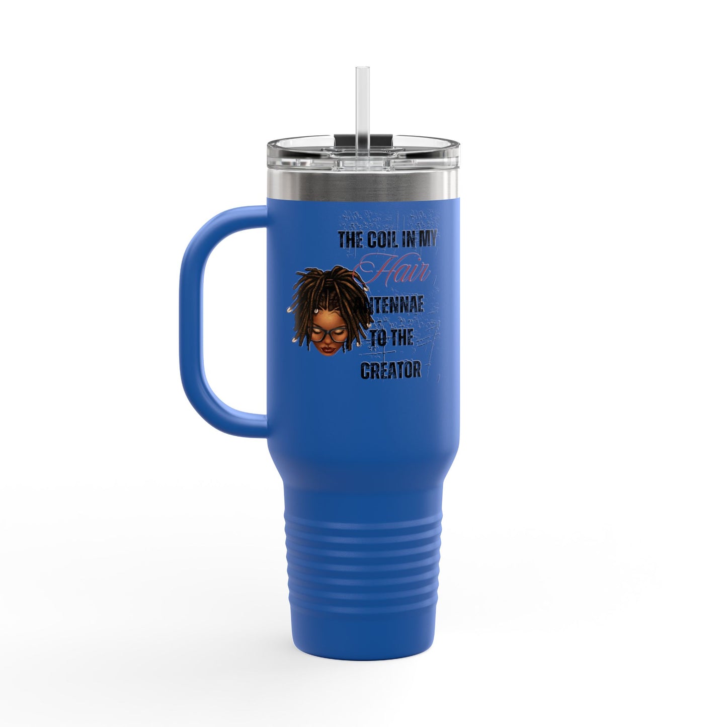 Personalized 40oz Insulated Travel Mug - 'The Coil in My Hair' Design