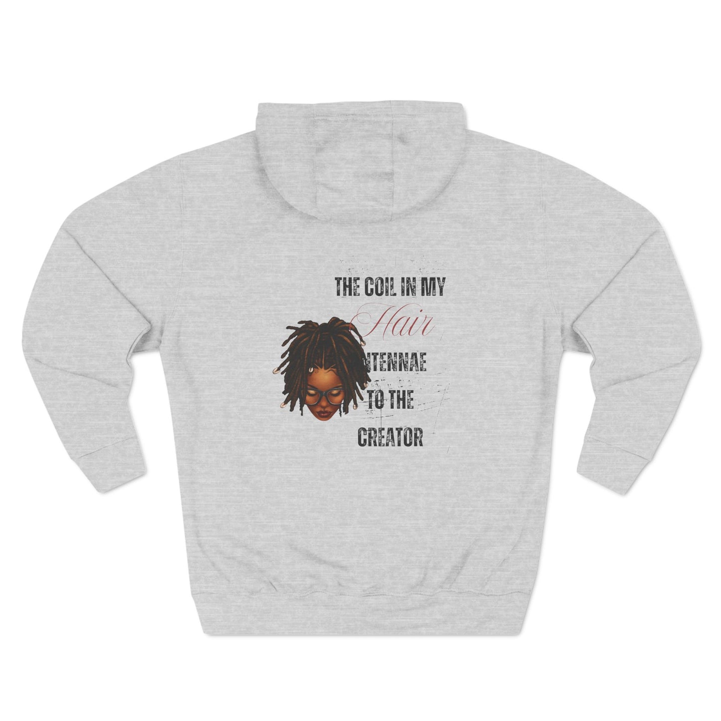Inspiring Three-Panel Fleece Hoodie - "The Coil in My Hair" for Creators