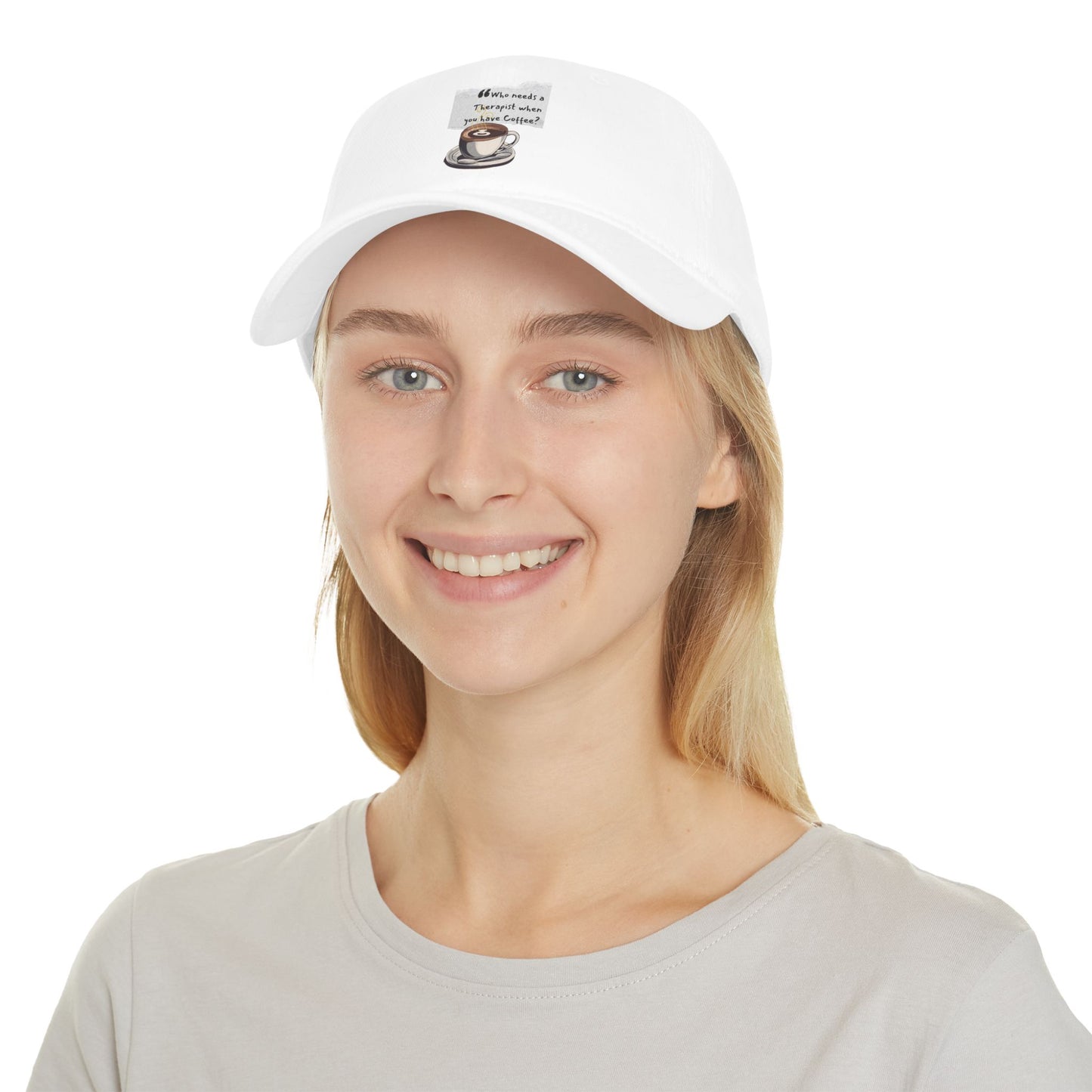 Coffee Lover's Low Profile Baseball Cap - 'Who Needs a Therapist?' Red Hat