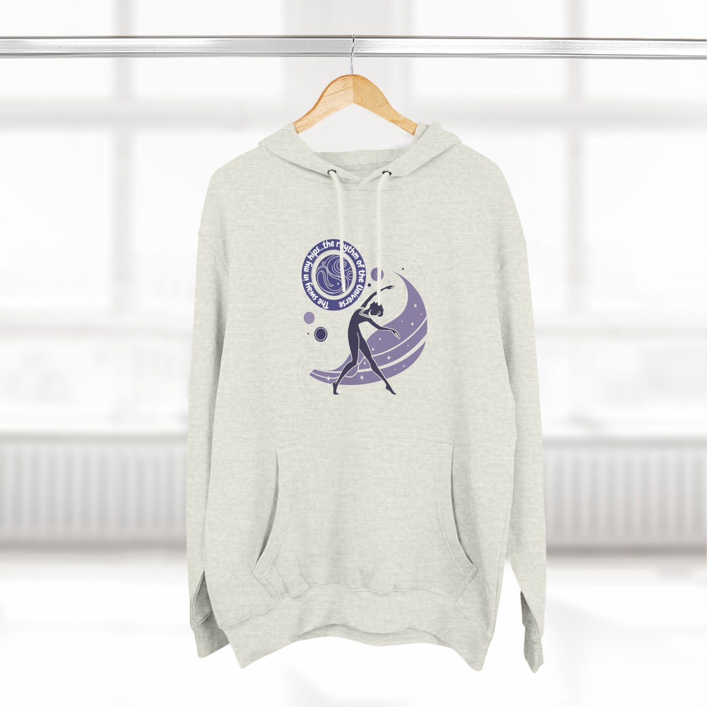 Cosmic Dance Three-Panel Fleece Hoodie - Unique Artistic Design for Creative Souls