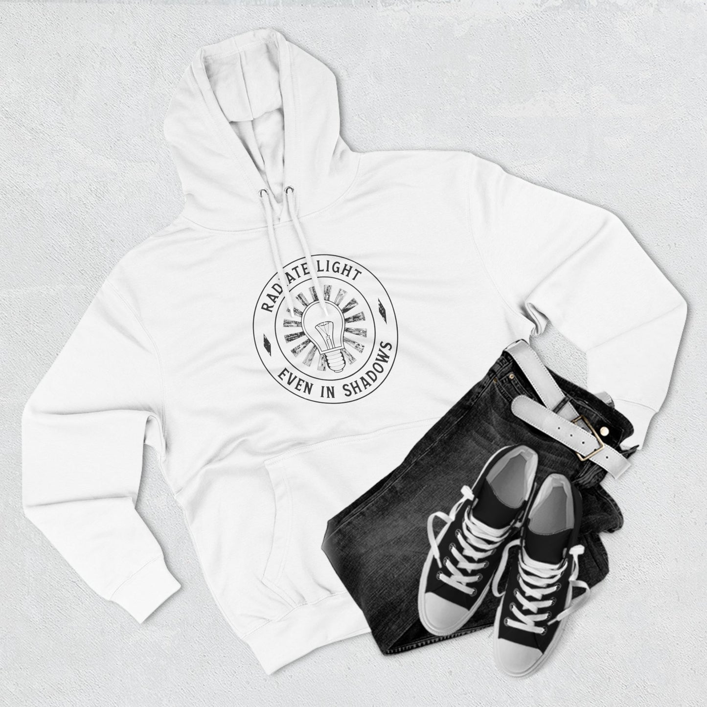 Radiate Light Fleece Hoodie - Inspirational Design for Comfort and Style