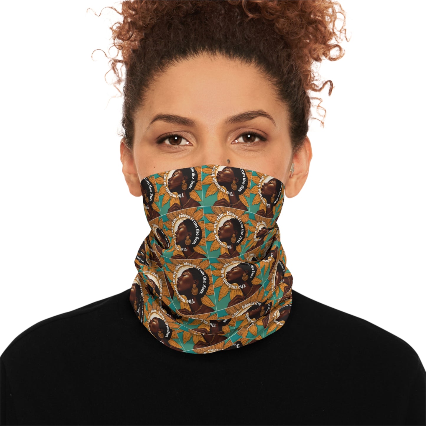 Stylish Winter Neck Gaiter with Drawstring - Unique Art Design