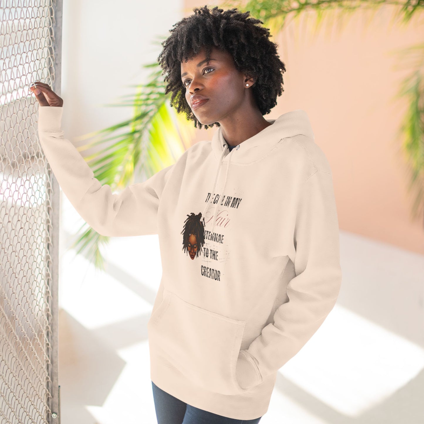 Inspiring Three-Panel Fleece Hoodie - "The Coil in My Hair" for Creators