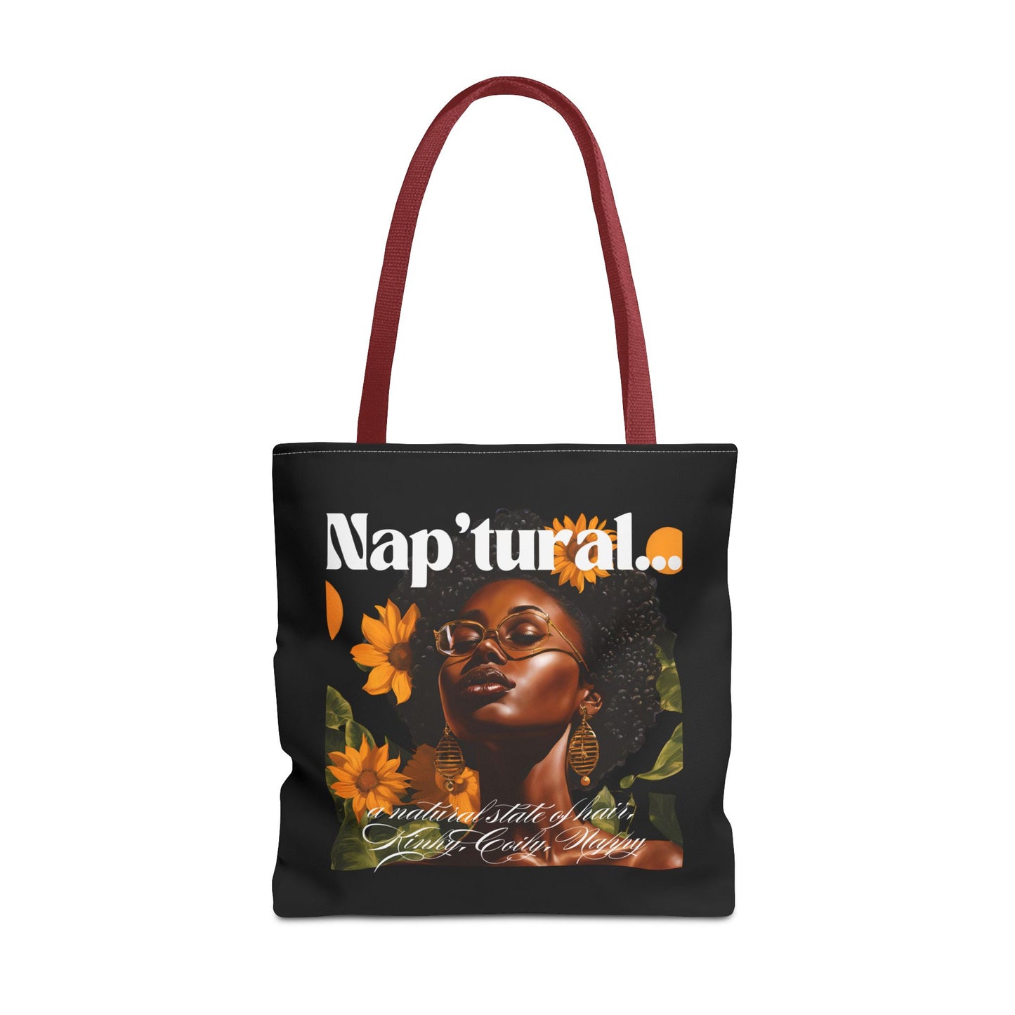 African American Nap'tural Tote Bag with Floral Design - Eco-Friendly Everyday Carry All