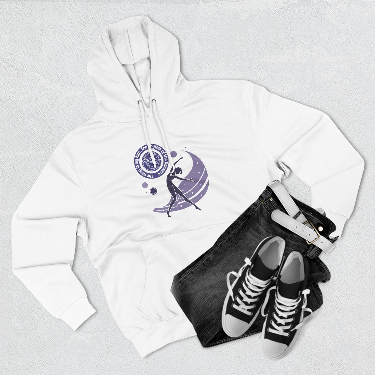 Cosmic Dance Three-Panel Fleece Hoodie - Unique Artistic Design for Creative Souls
