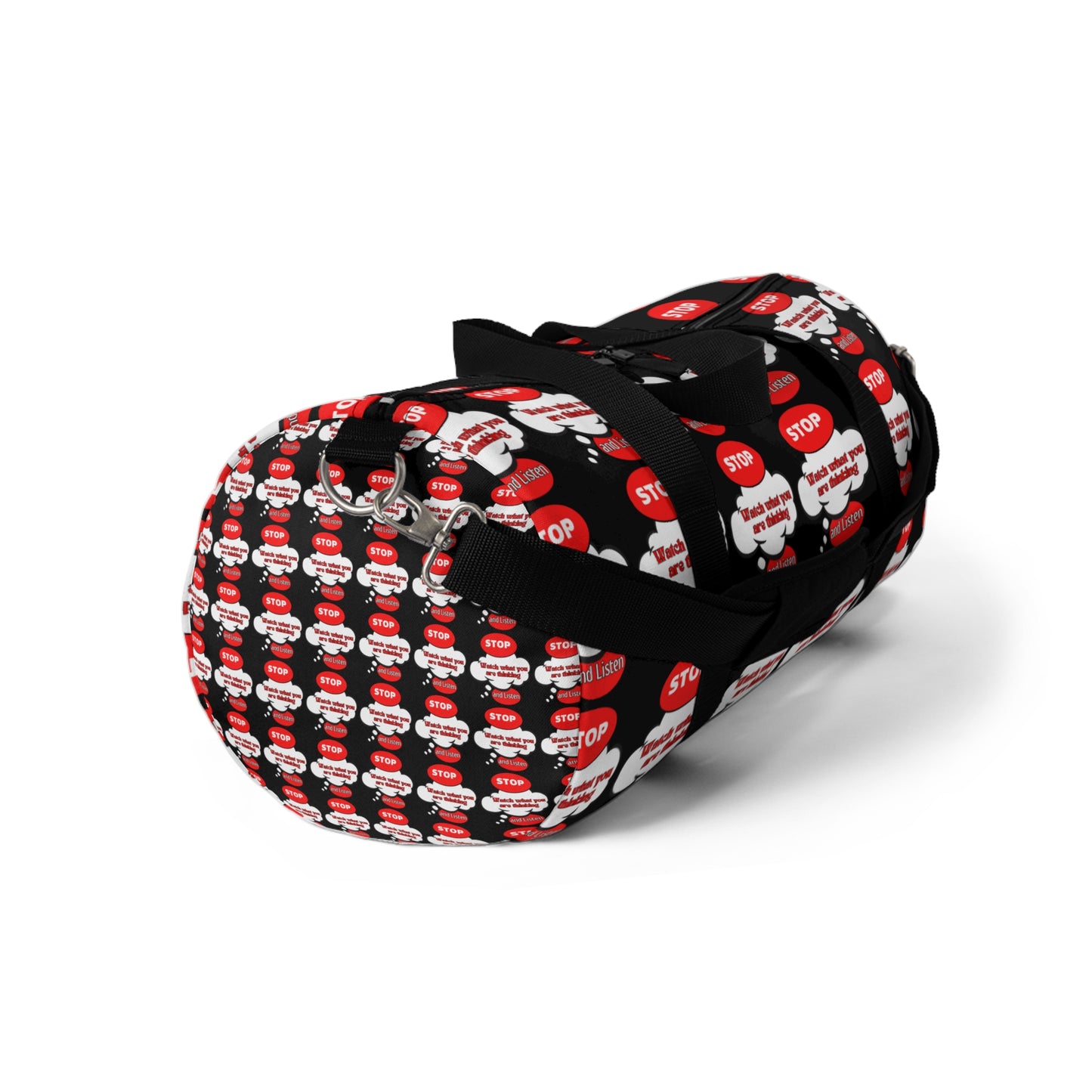 Motivational Duffel Bag - "Stop and Listen" Gym Bag with Graphic Design