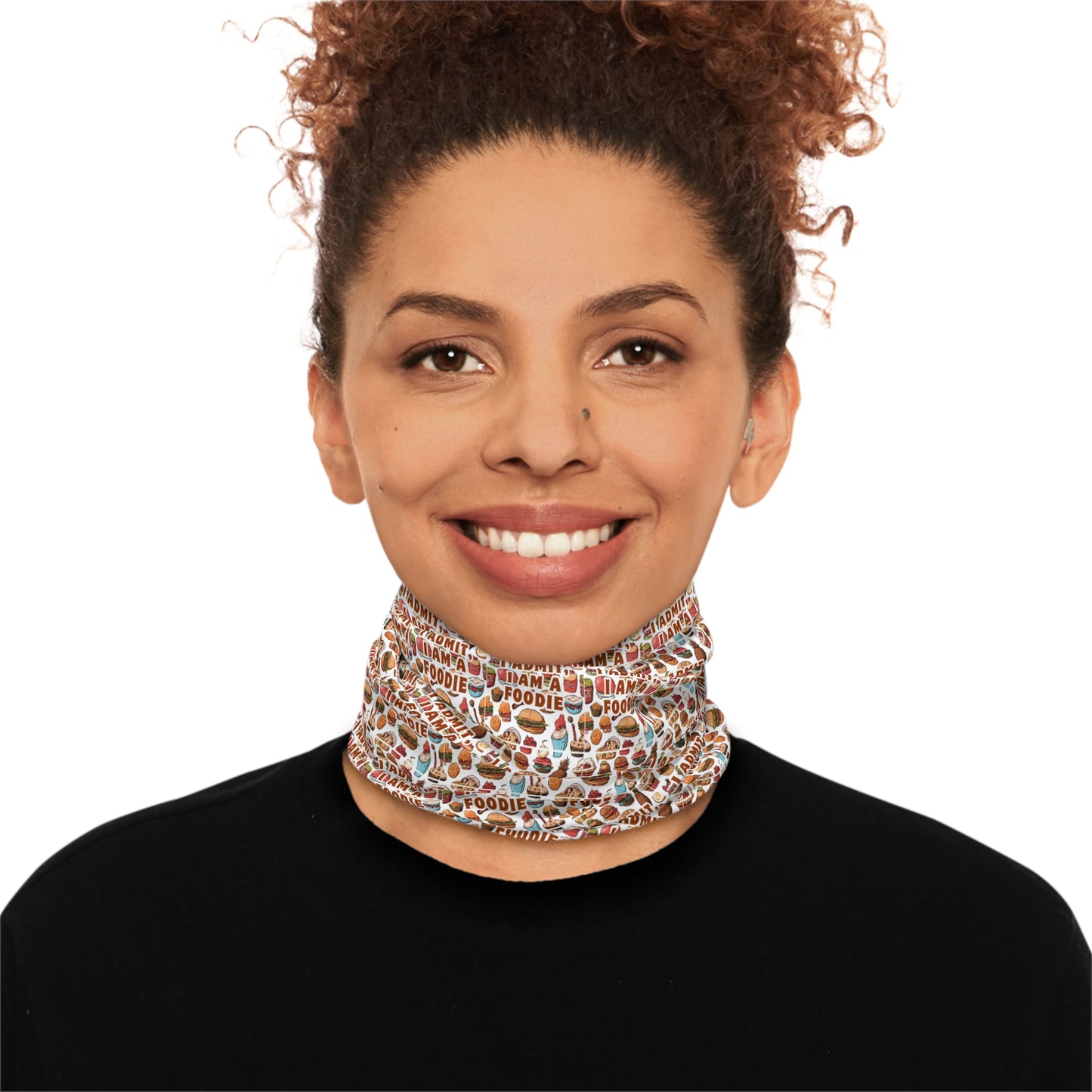 Cozy Winter Neck Gaiter with Fun Food Print