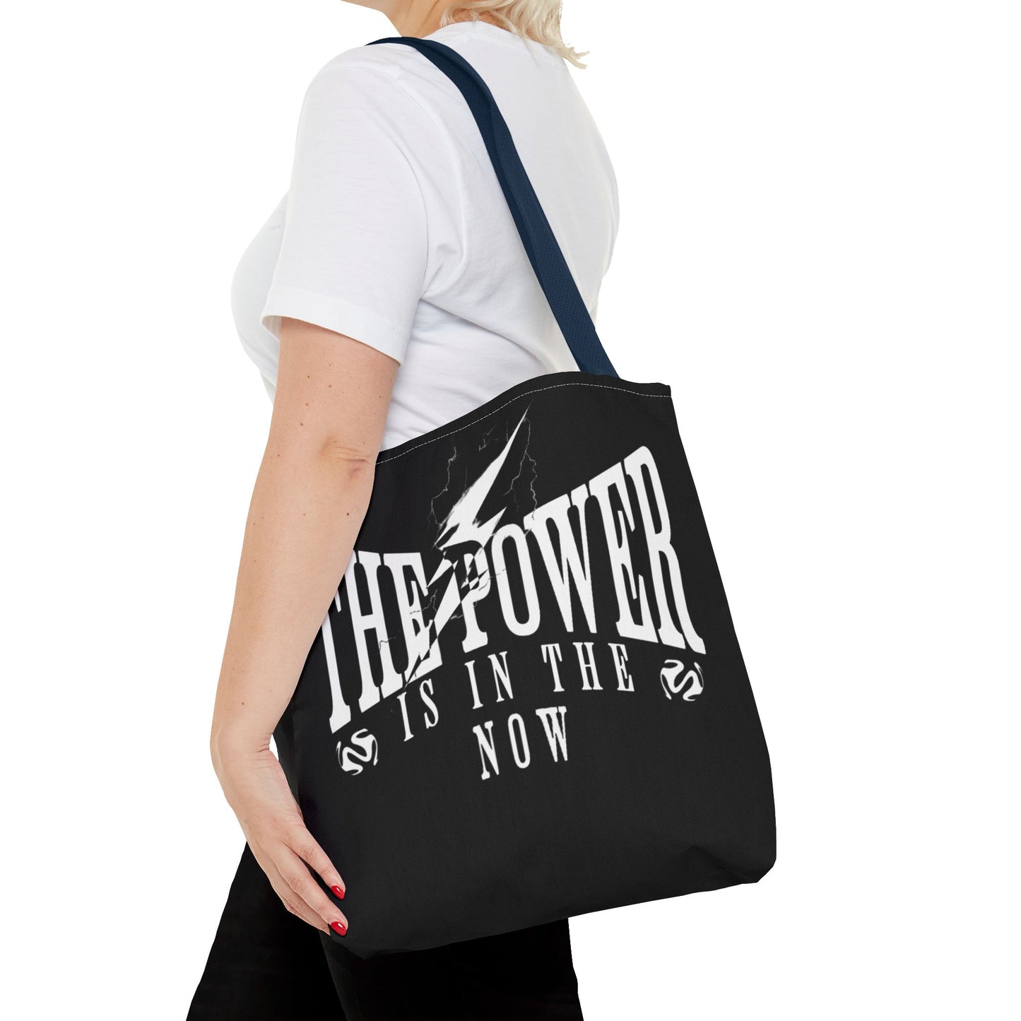 Empowerment Tote Bag - "The Power is in the Now" - Motivational Black Tote for Everyday Use