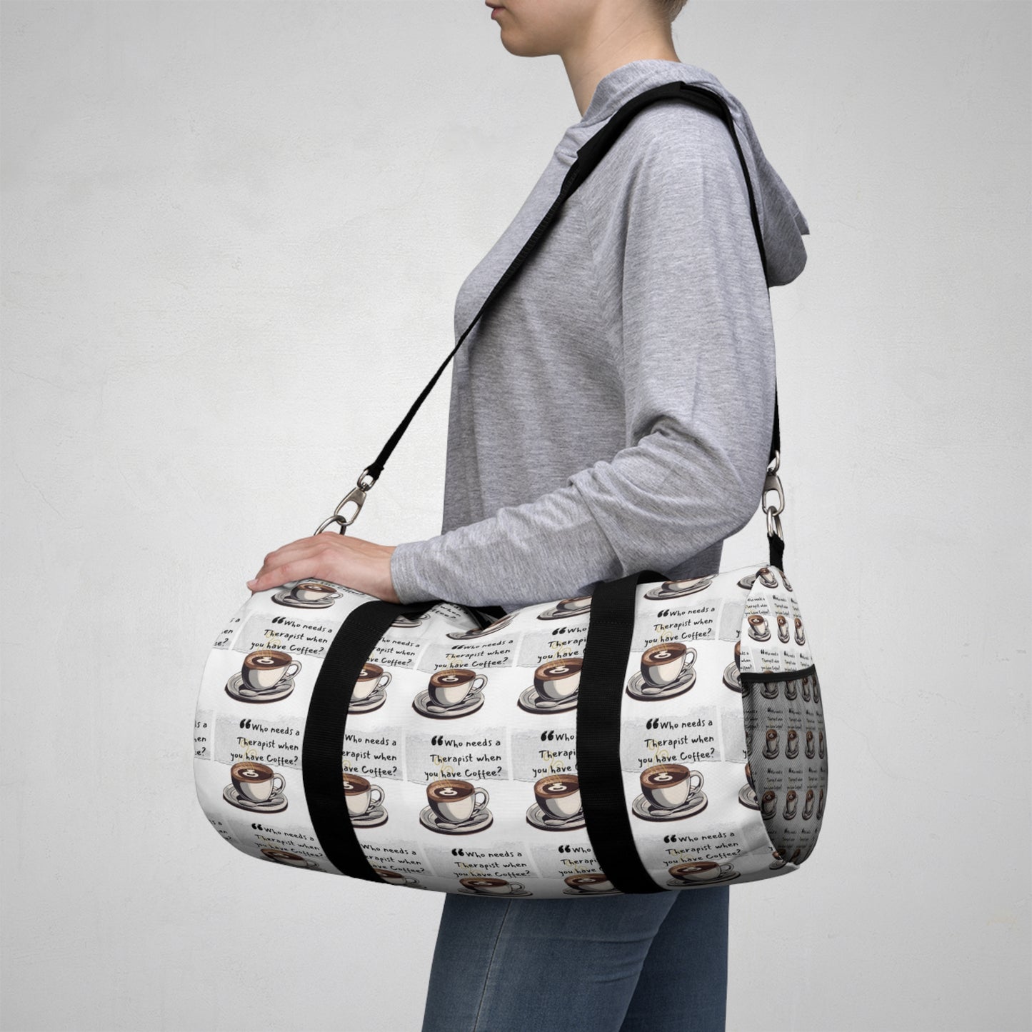 Coffee Lover's Duffel Bag - Perfect for Travel & Gym with Fun Quote