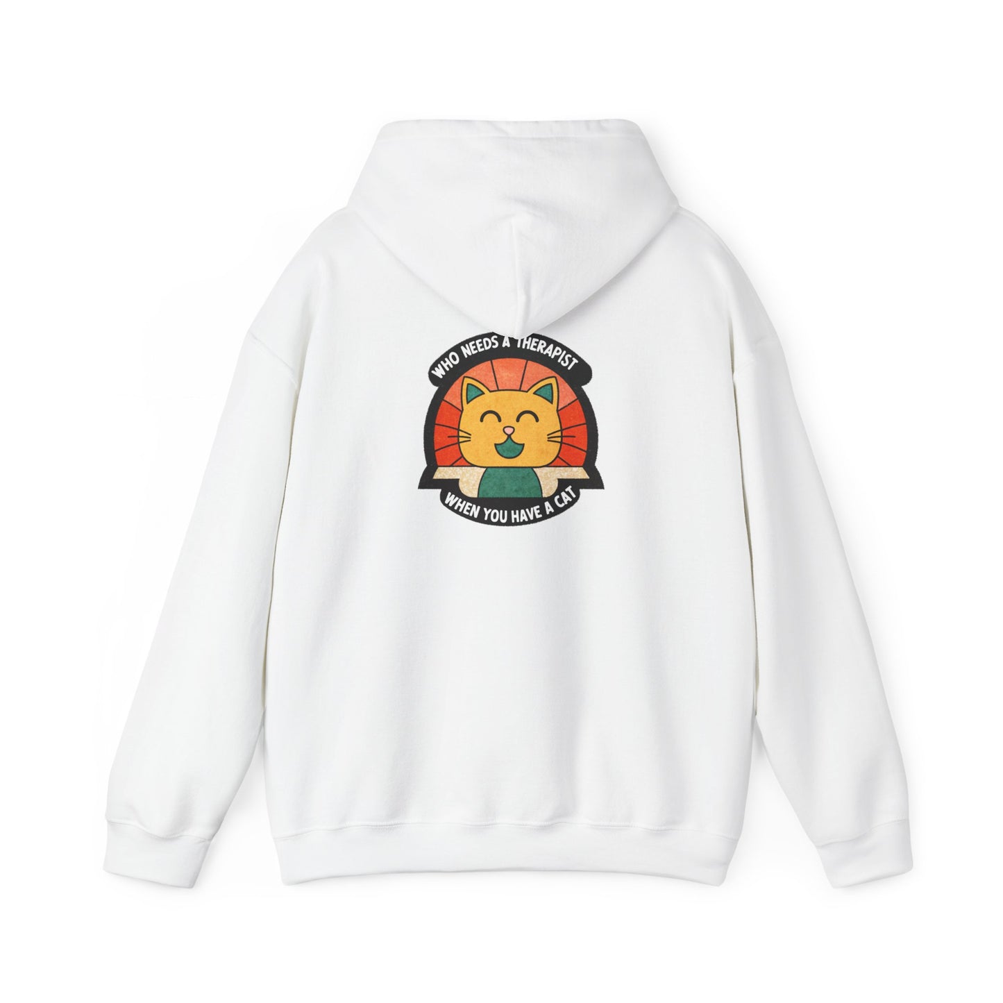 Funny Cat Sweatshirt - 'Who Needs a Therapist When You Have a Cat?' Unisex Hoodie