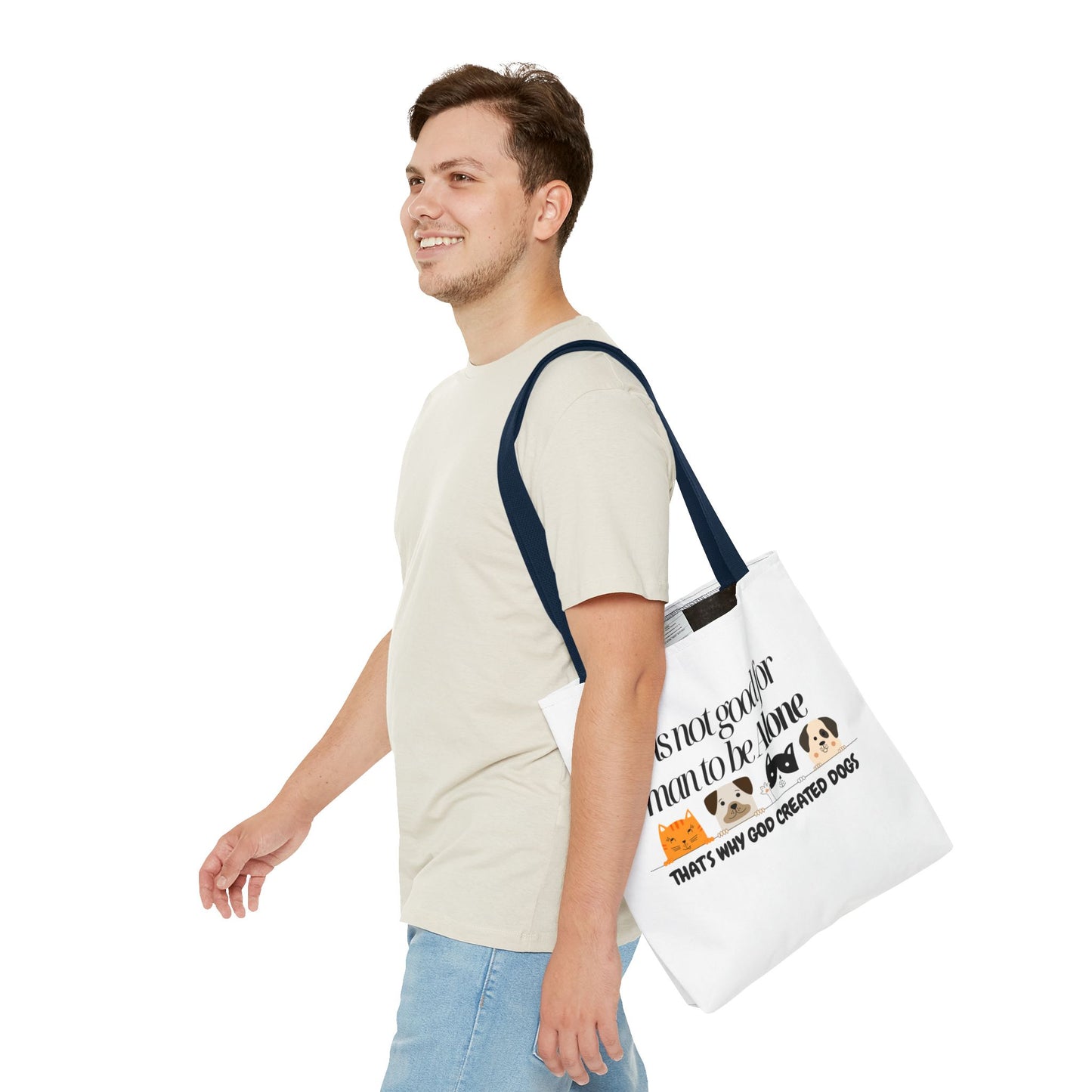 Dog Lover Tote Bag - "It is not good for man to be Alone" Design