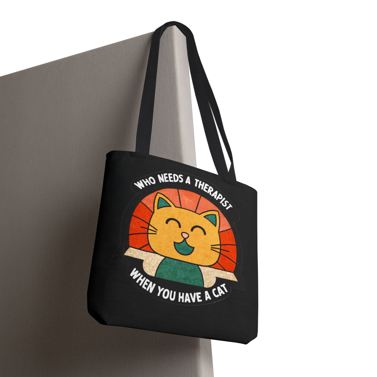 Funny Cat Tote Bag - "Who Needs a Therapist When You Have a Cat"