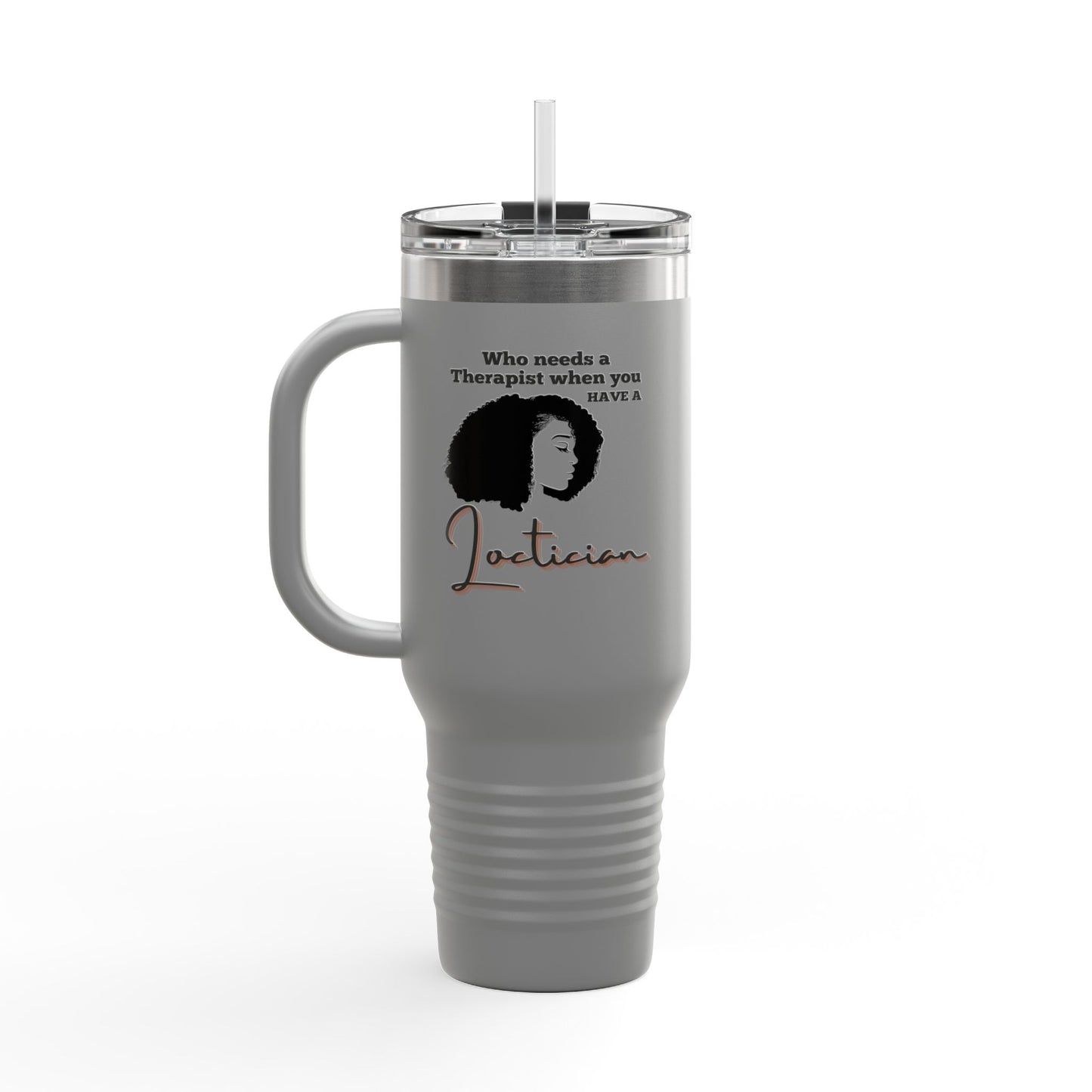 Humorous Insulated Travel Mug - 40oz "Who Needs a Therapist" - Perfect Gift for Hair Stylists