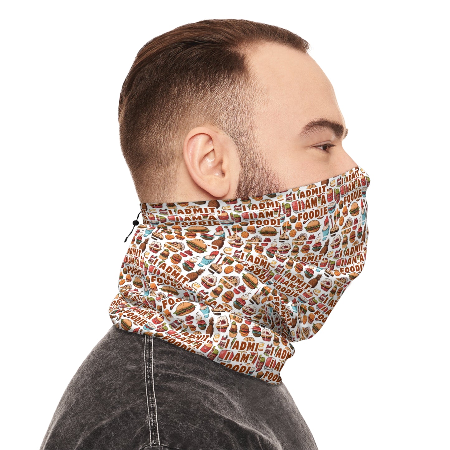 Cozy Winter Neck Gaiter with Fun Food Print
