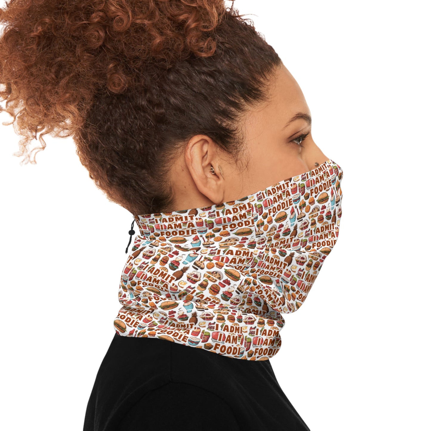 Cozy Winter Neck Gaiter with Fun Food Print