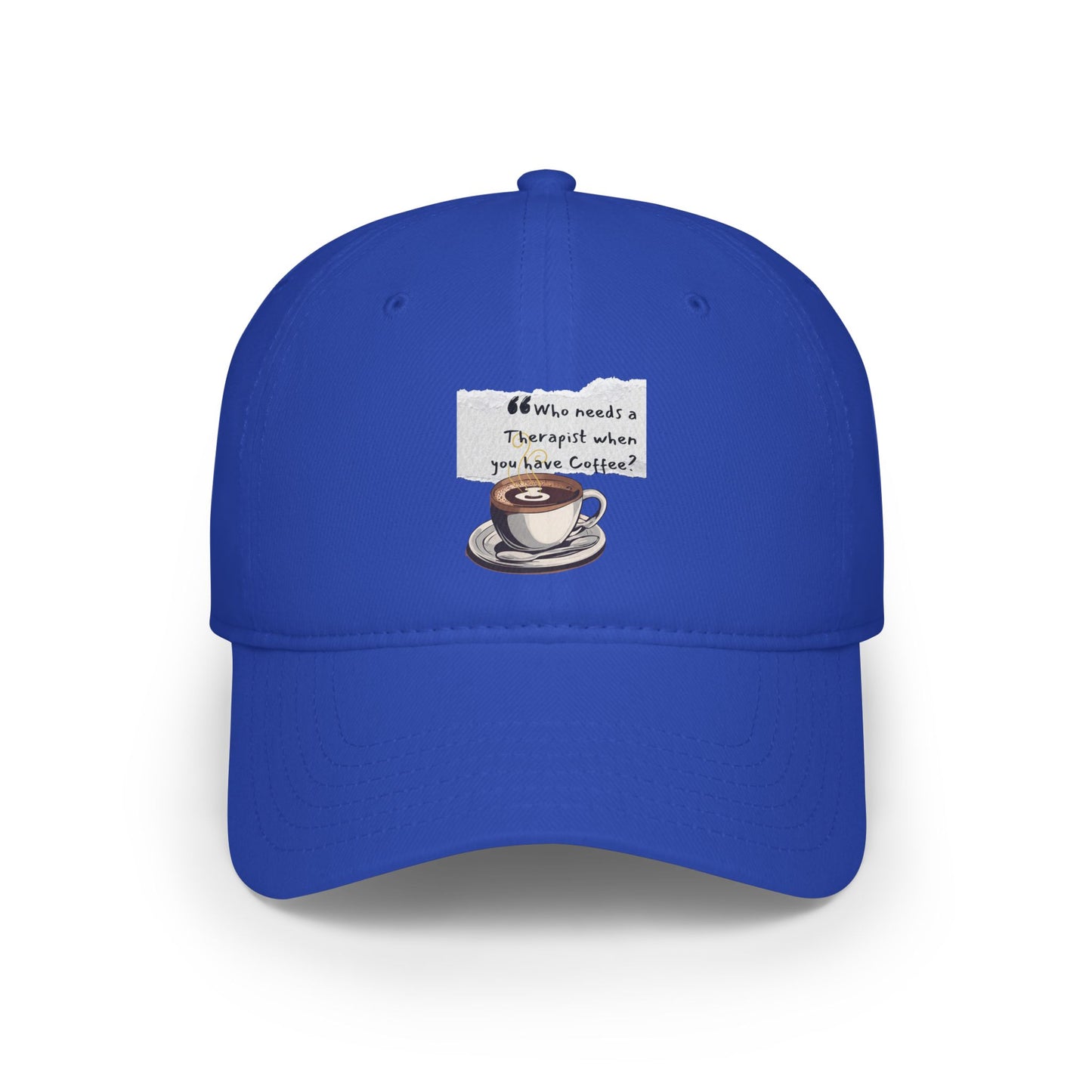 Coffee Lover's Low Profile Baseball Cap - 'Who Needs a Therapist?' Red Hat