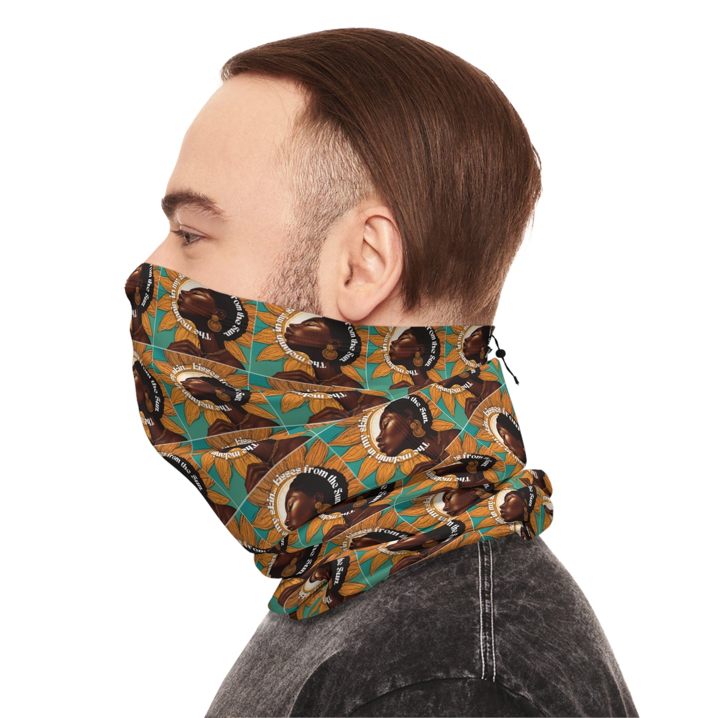 Stylish Winter Neck Gaiter with Drawstring - Unique Art Design