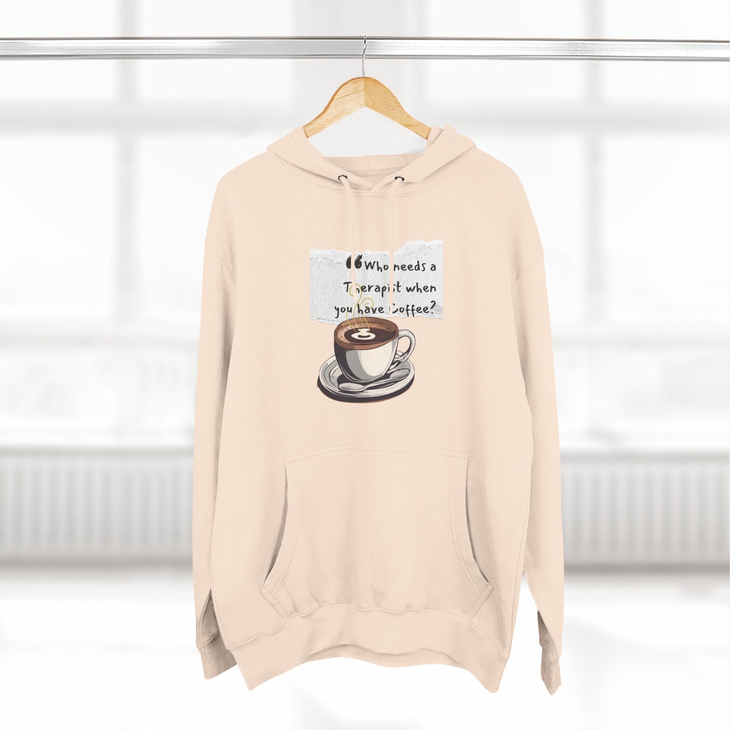 Funny Coffee Therapy Fleece Hoodie - Perfect for Coffee Lovers