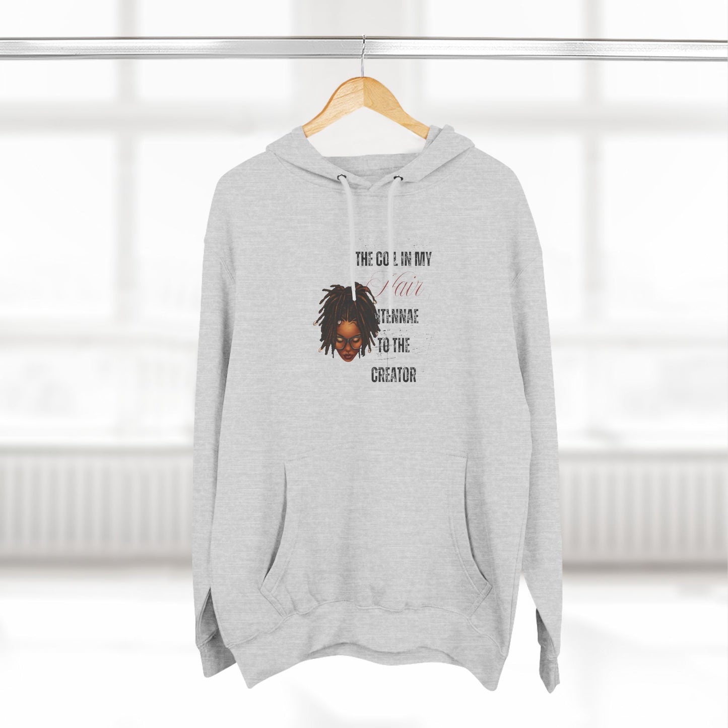 Inspiring Three-Panel Fleece Hoodie - "The Coil in My Hair" for Creators