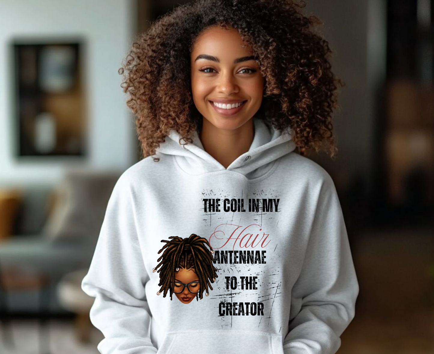 Inspiring Three-Panel Fleece Hoodie - "The Coil in My Hair" for Creators
