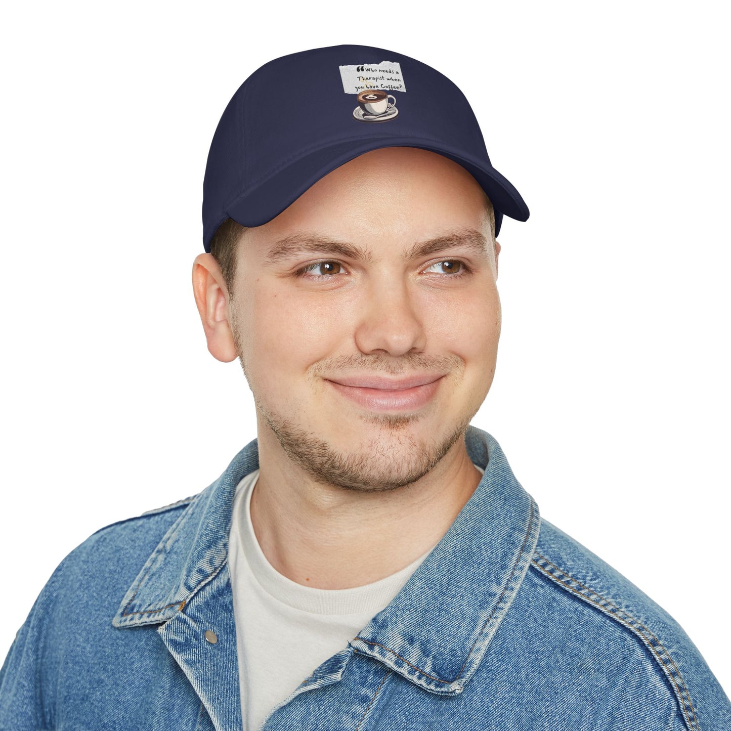Coffee Lover's Low Profile Baseball Cap - 'Who Needs a Therapist?' Red Hat
