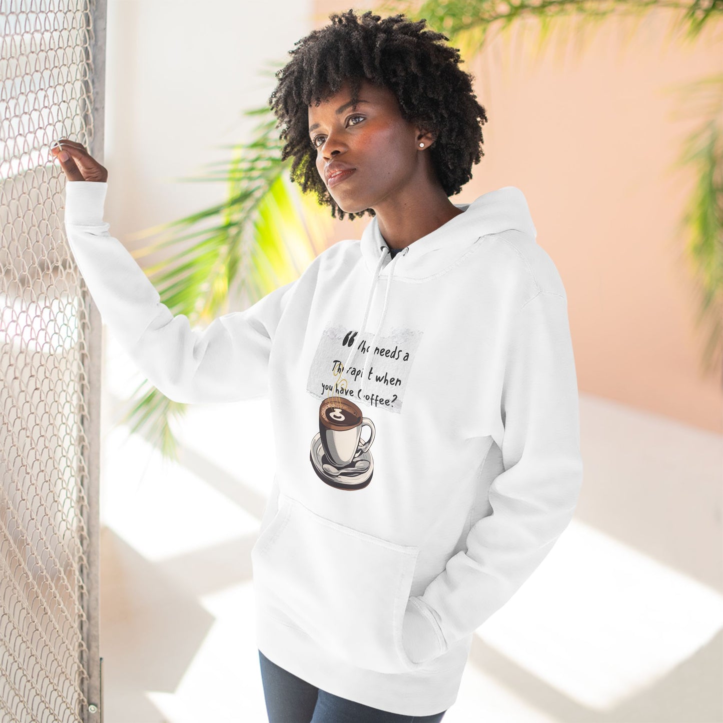 Funny Coffee Therapy Fleece Hoodie - Perfect for Coffee Lovers