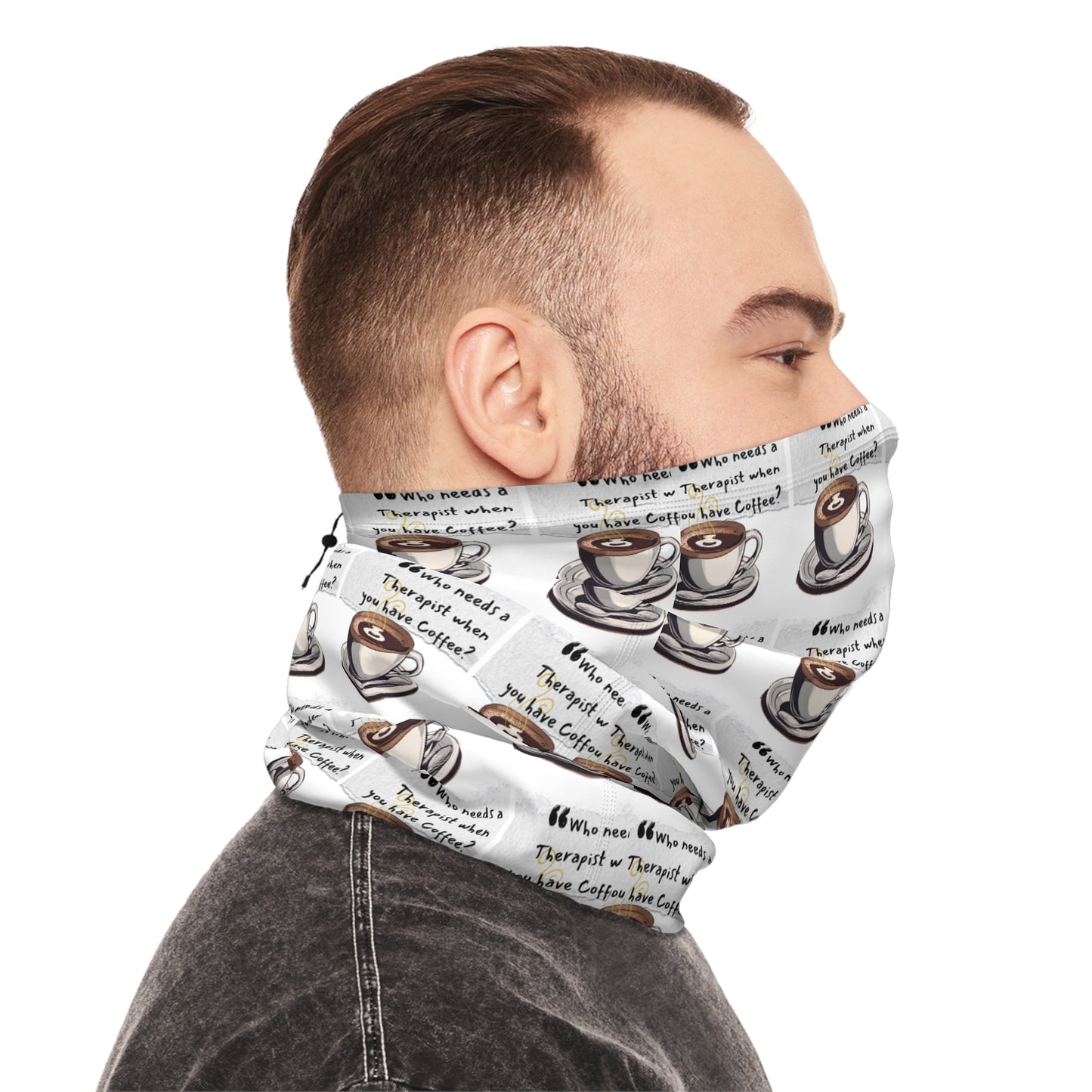 Cozy Winter Neck Gaiter with Coffee Design - Perfect for Cold Days & Gifts