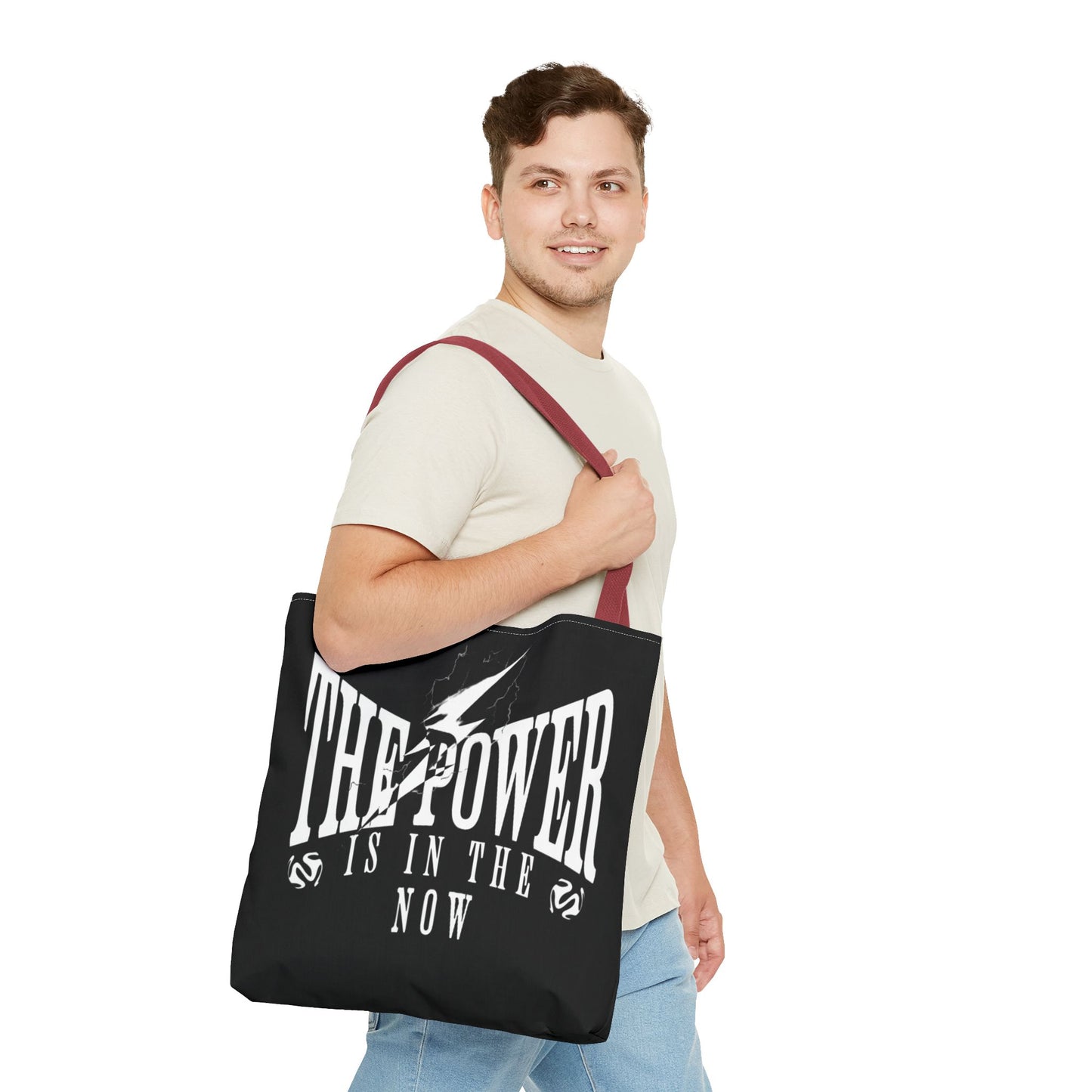 Empowerment Tote Bag - "The Power is in the Now" - Motivational Black Tote for Everyday Use