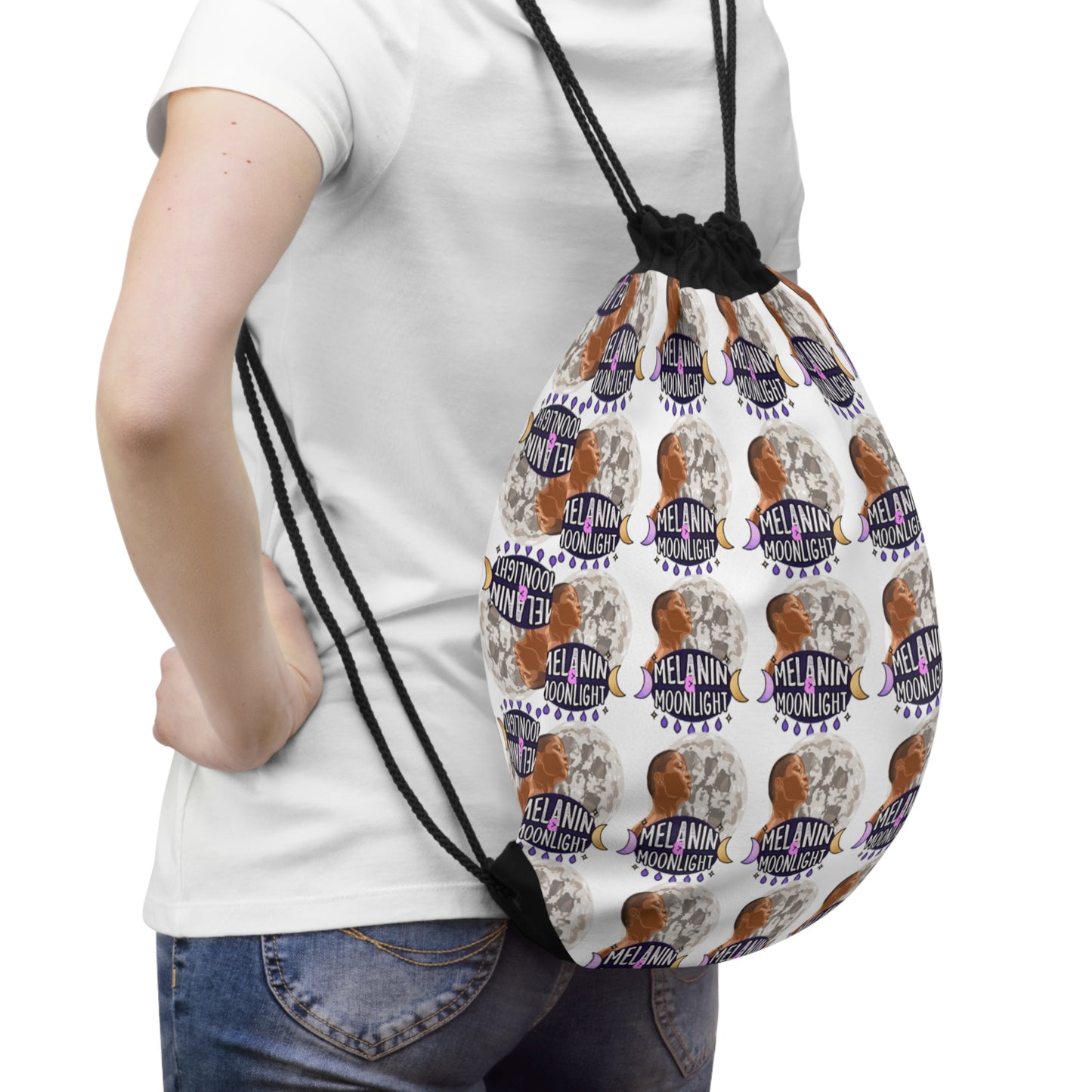 Melanin Moonlight Drawstring Bag - Stylish & Empowering Carry-All for All Occasions