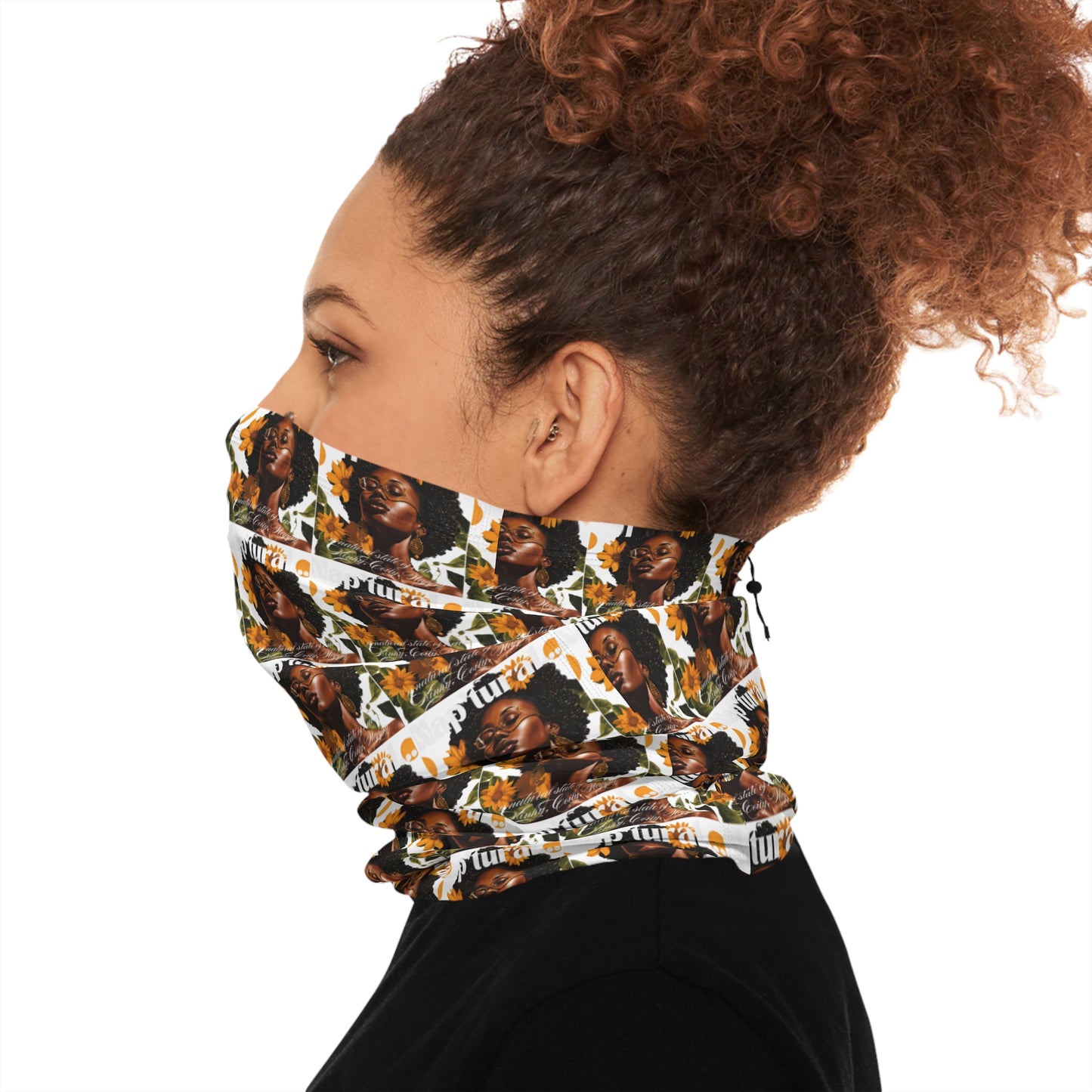 Artistic Winter Neck Gaiter with Drawstring - Cozy & Stylish Accessory for Cold Days