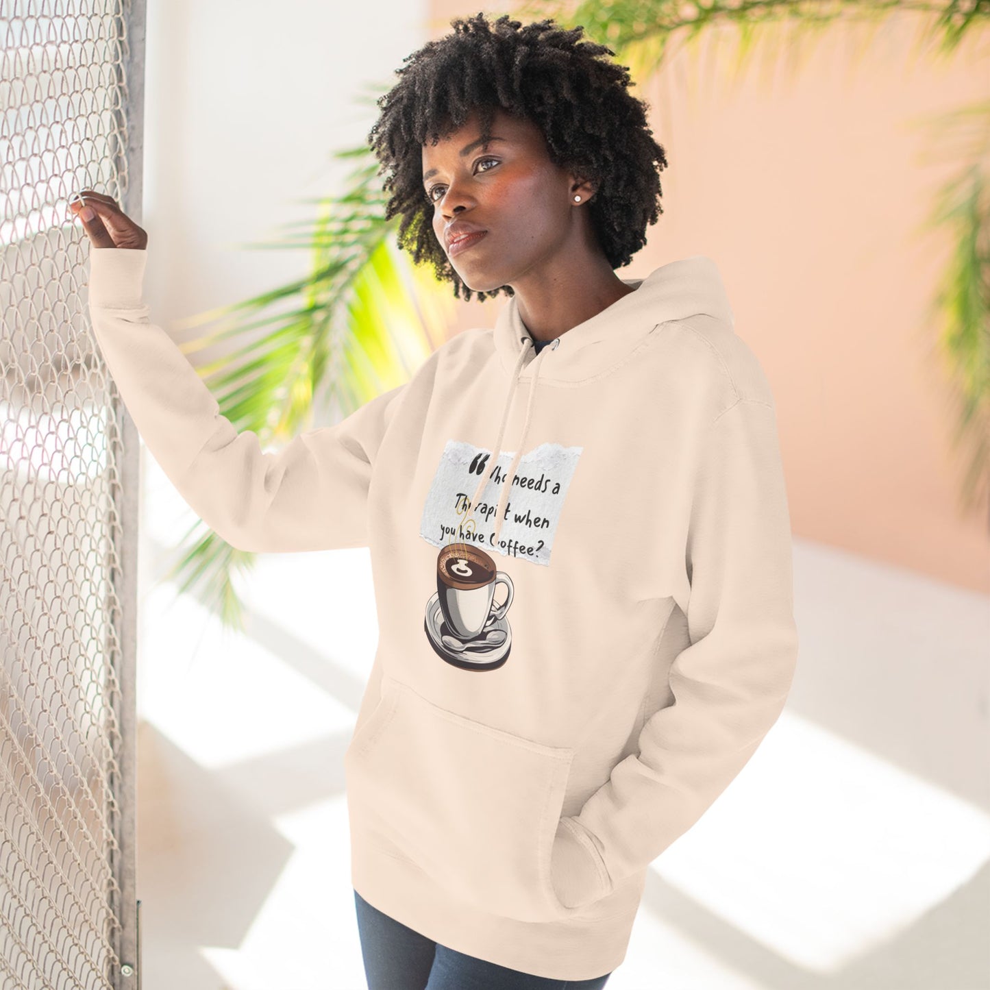 Funny Coffee Therapy Fleece Hoodie - Perfect for Coffee Lovers