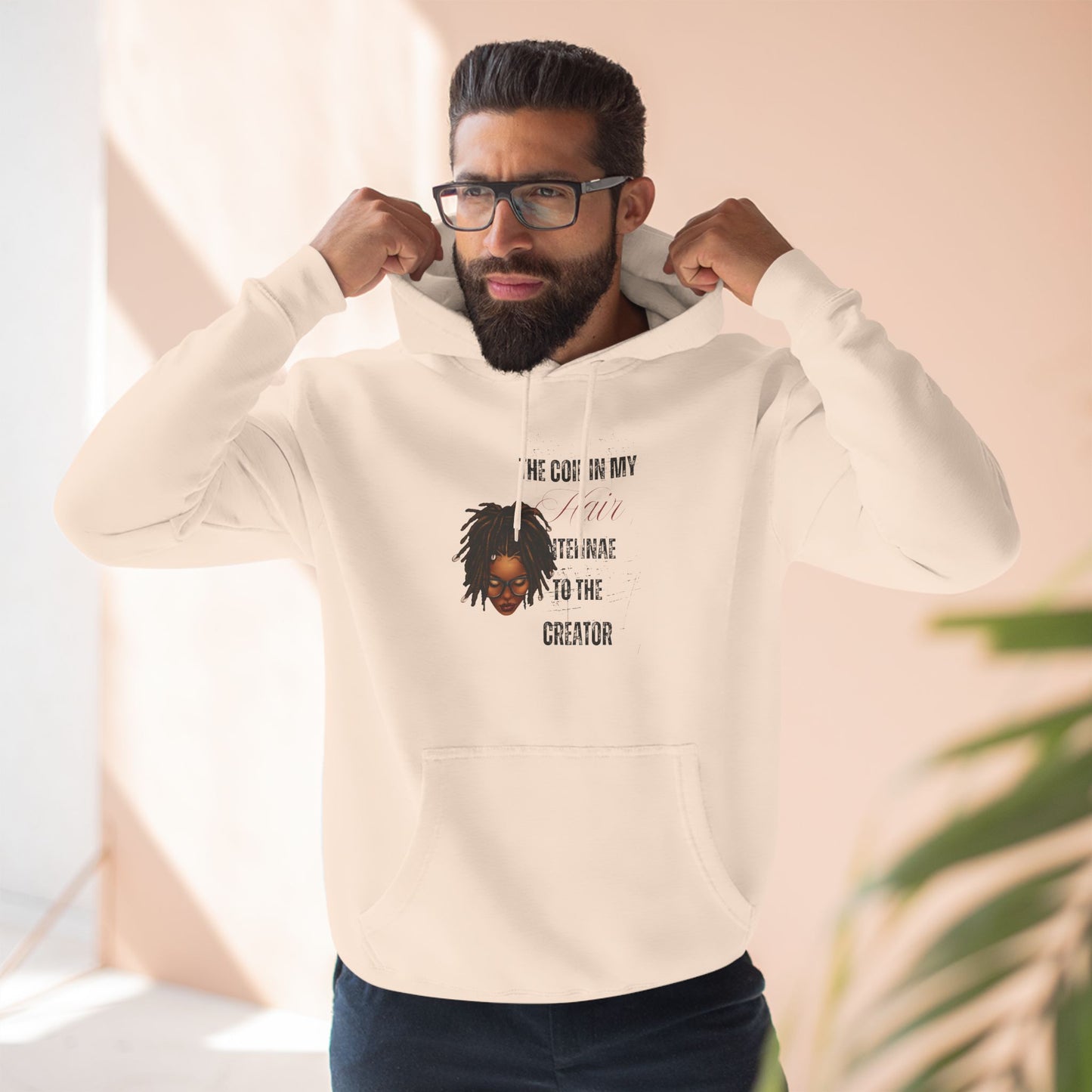 Inspiring Three-Panel Fleece Hoodie - "The Coil in My Hair" for Creators