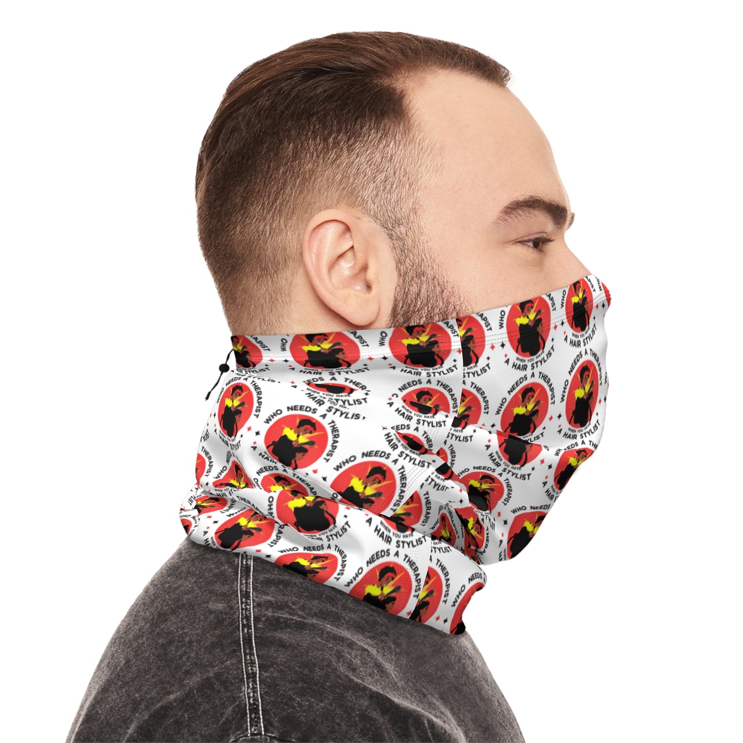 Cozy Winter Neck Gaiter with Drawstring - Fun Patterned Scarf for Outdoor Adventures