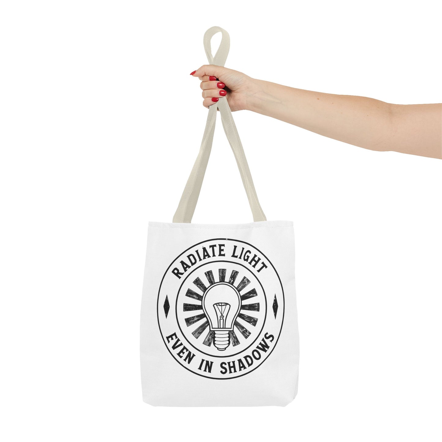 Inspirational Tote Bag - 'Radiate Light Even in Shadows'