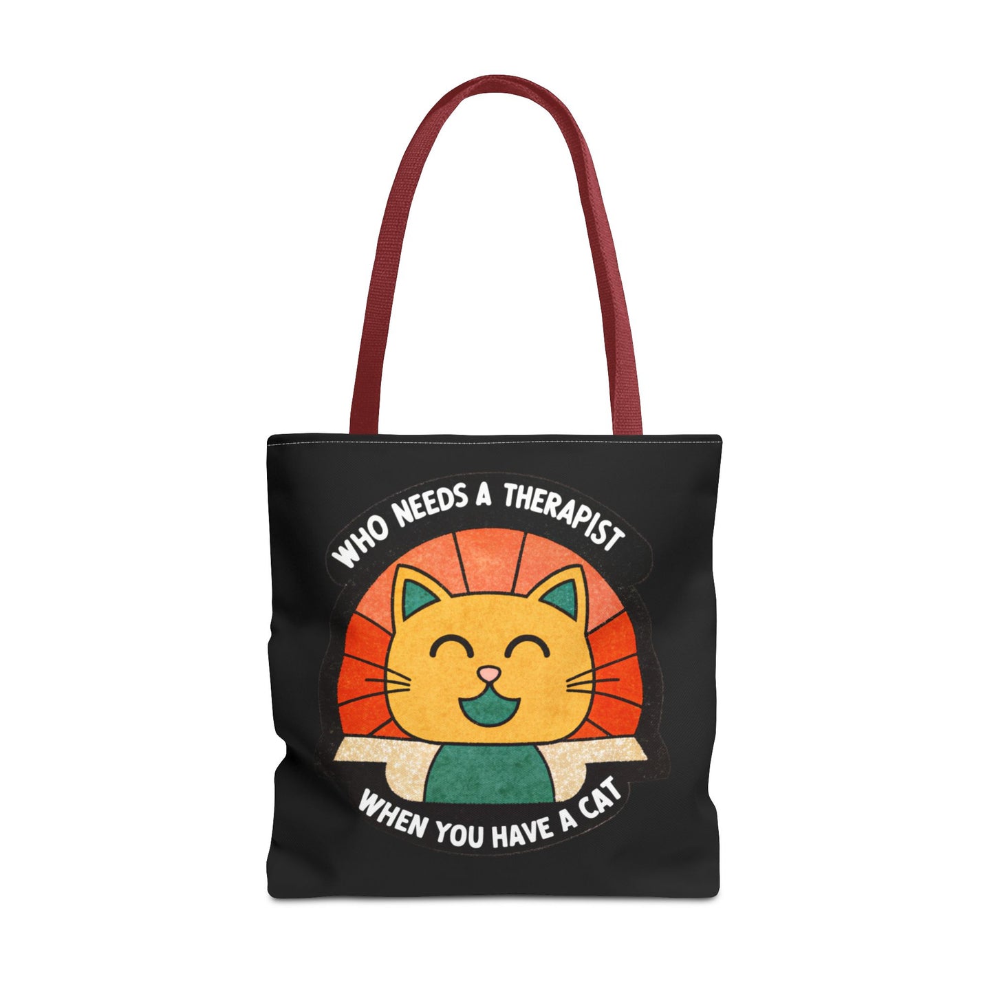 Funny Cat Tote Bag - "Who Needs a Therapist When You Have a Cat"