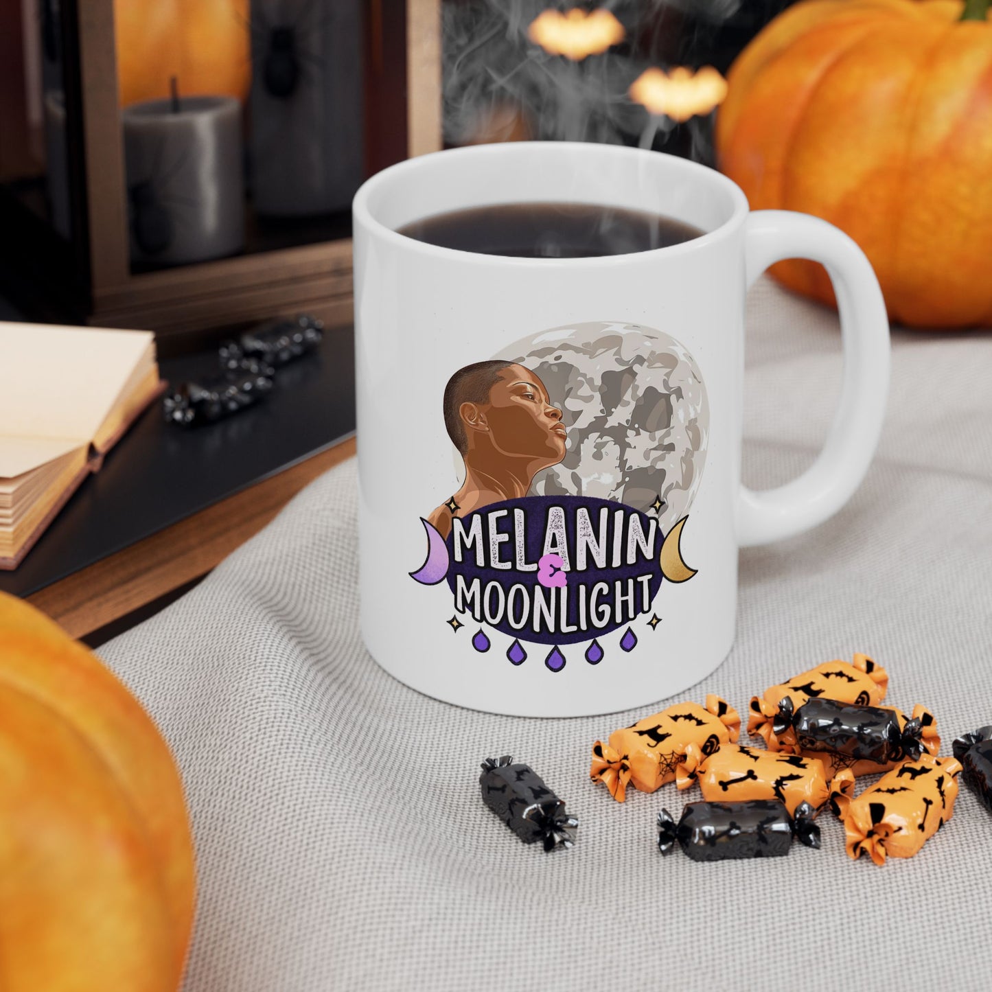 Moonlit Dreamer Ceramic Mug - 11oz & 15oz Moon Phase Design