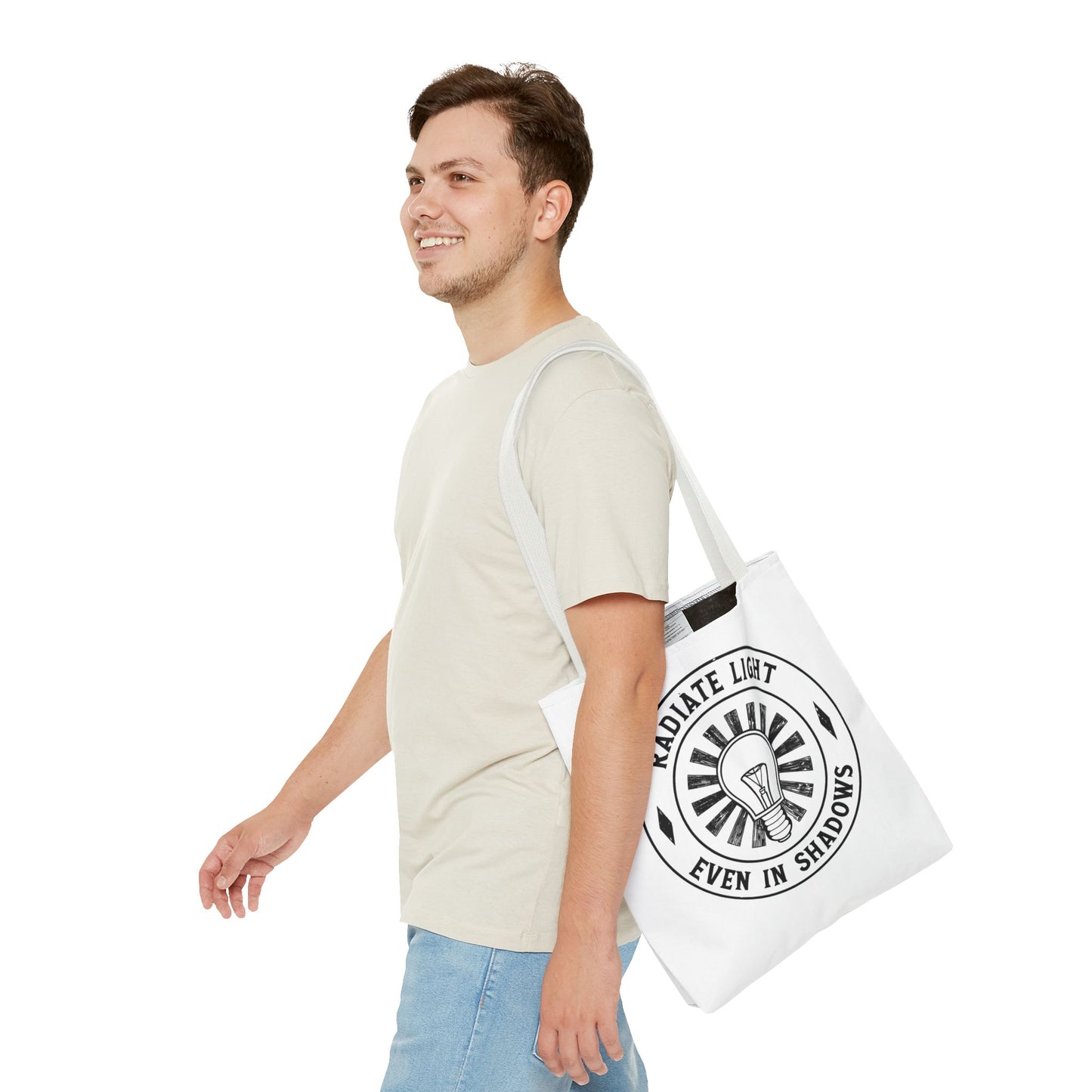 Inspirational Tote Bag - 'Radiate Light Even in Shadows'