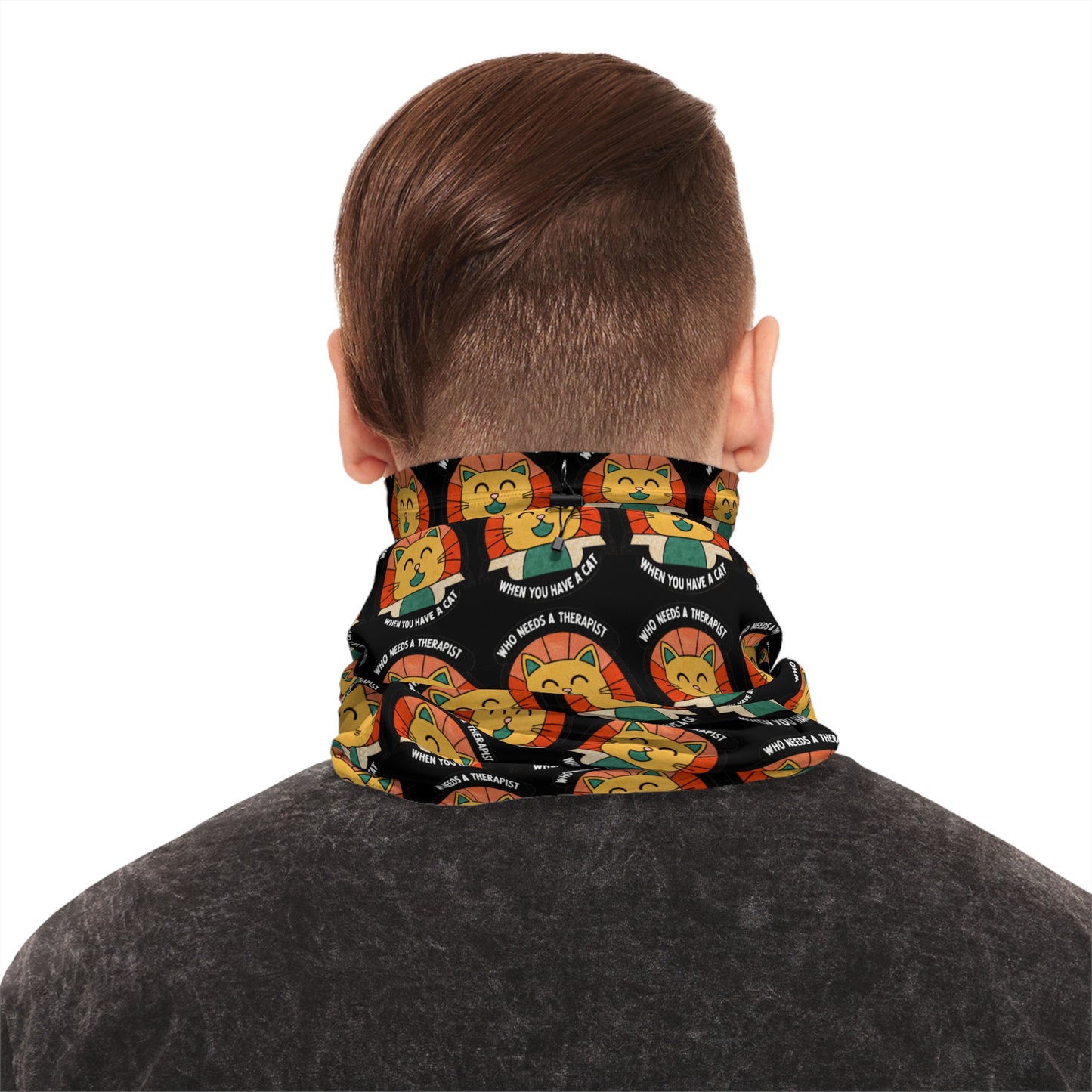 Fun Leo the Lion Neck Gaiter with Drawstring - Perfect for Winter Adventures